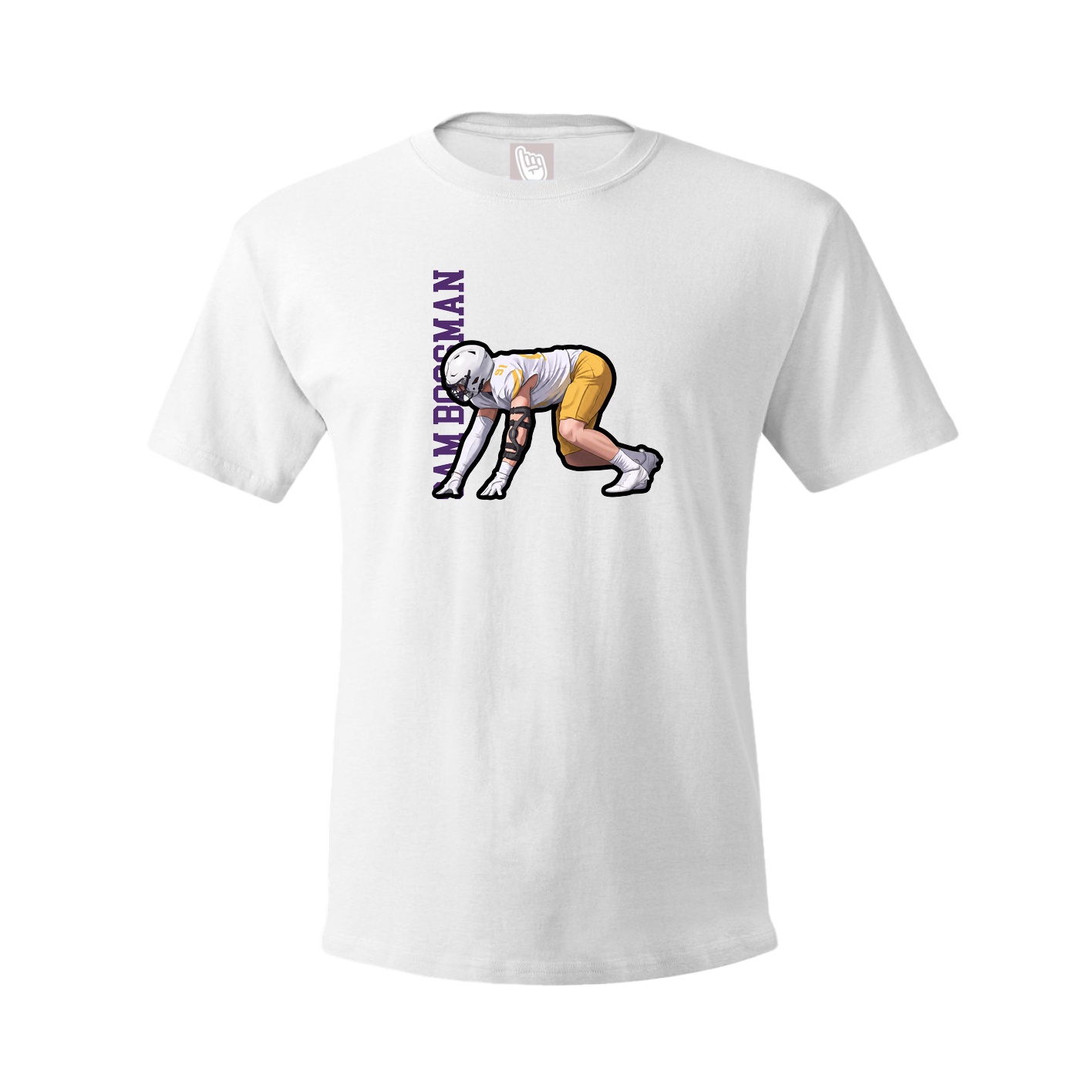 Youth Tee — Name Vertical in White