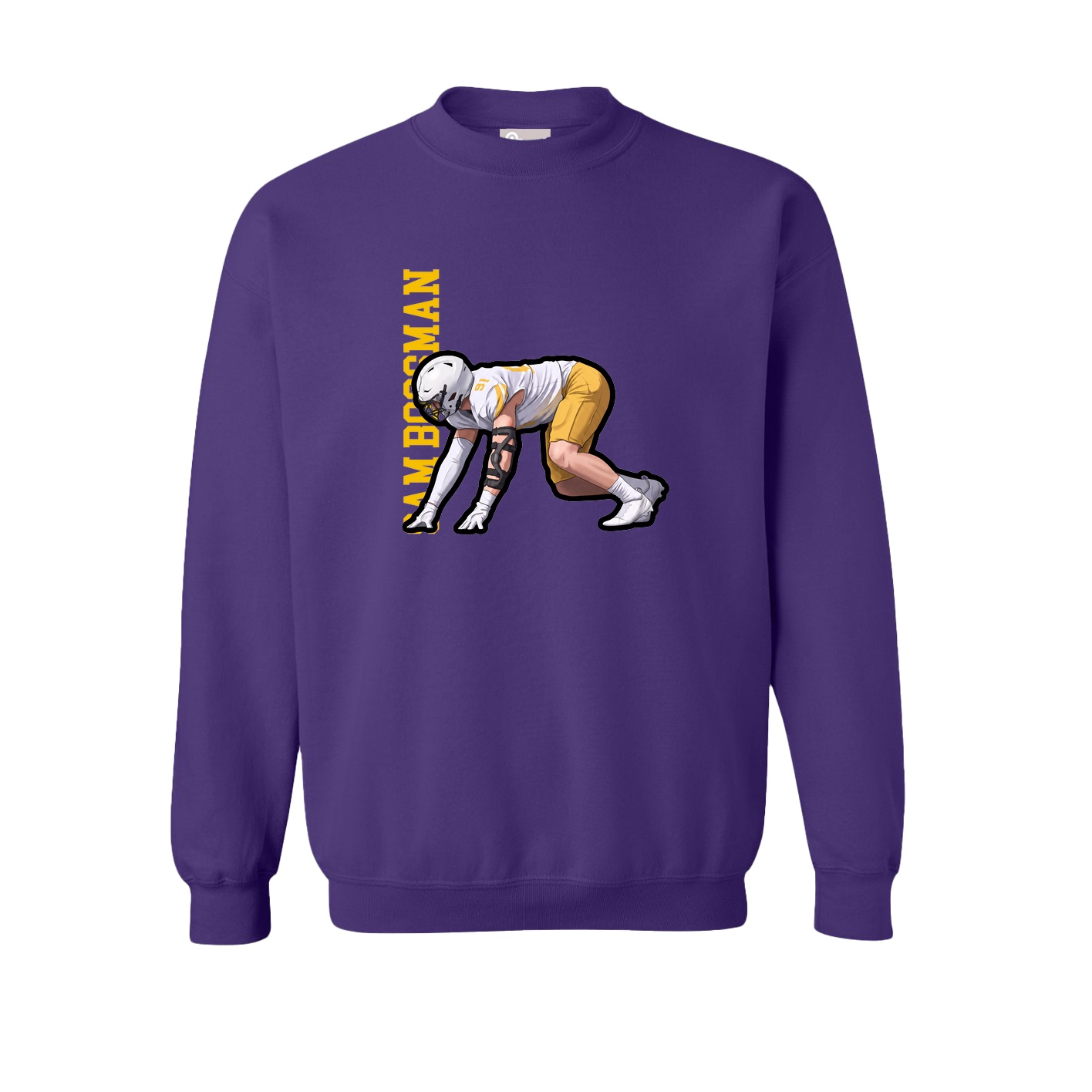 Fleece Crew — Name Vertical in Purple