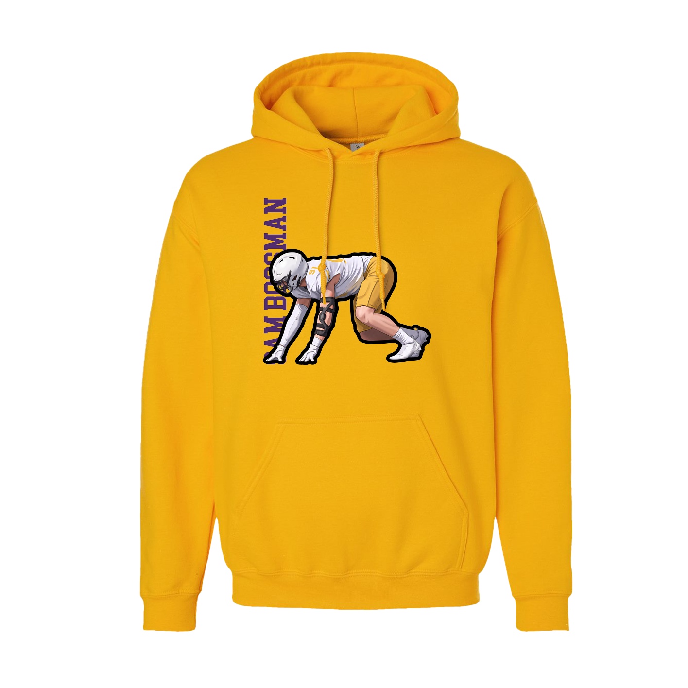 Youth Hoodie — Name Vertical in Gold