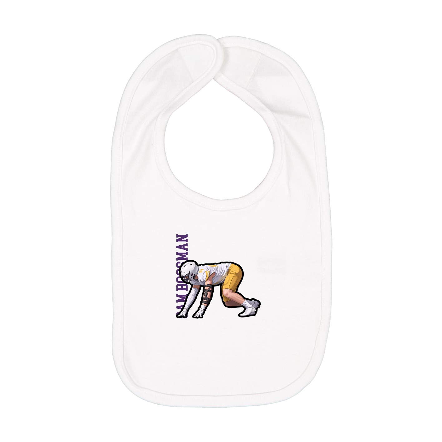 Infant Bib — Name Vertical in White