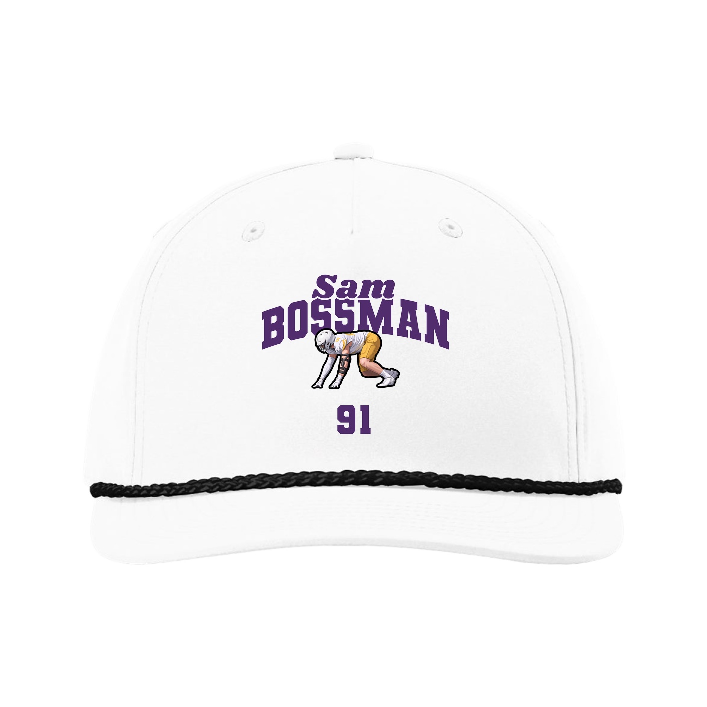 Five-Panel Classic Rope Cap — Signature Arch in White