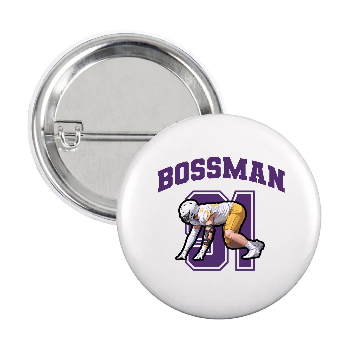 Game Day Button — Number in White