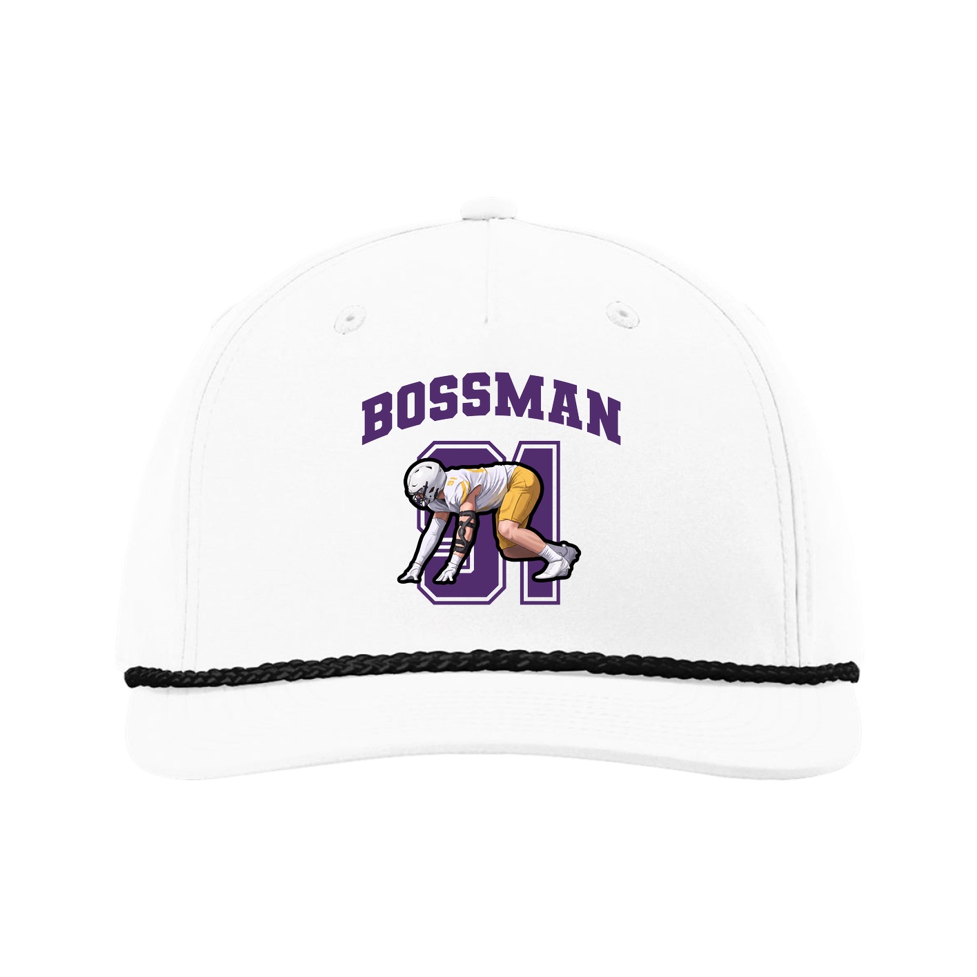 Five-Panel Classic Rope Cap — Number in White