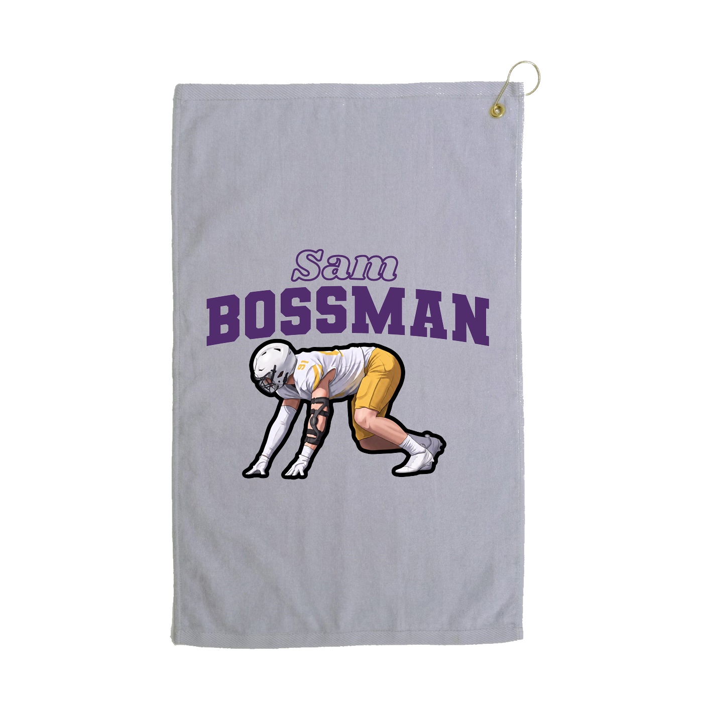Golf Towel — Name Arch in Grey