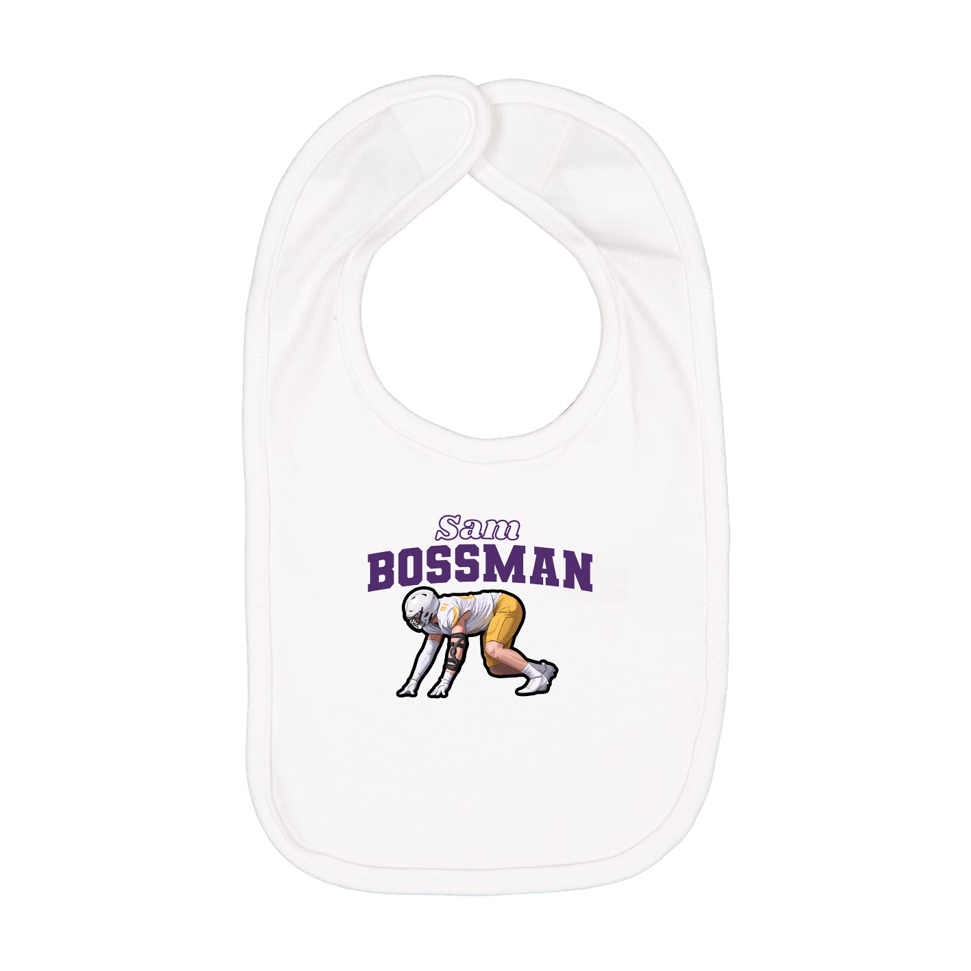 Infant Bib — Name Arch in White