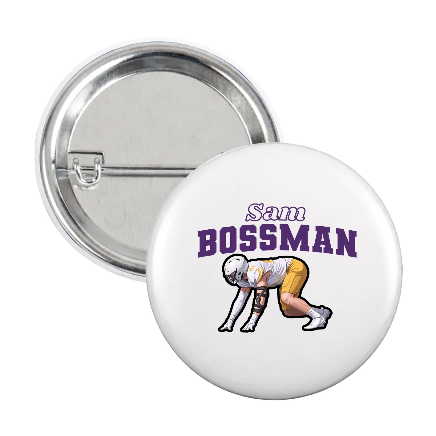 Game Day Button — Name Arch in White