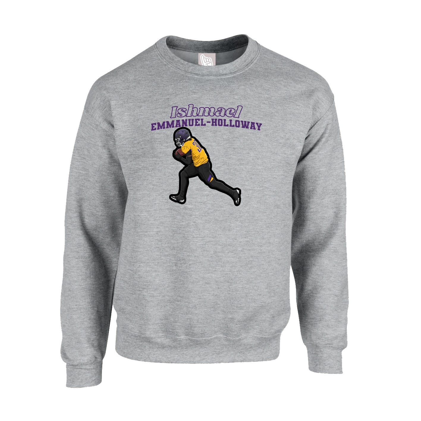Fleece Crew — Name Arch in Grey