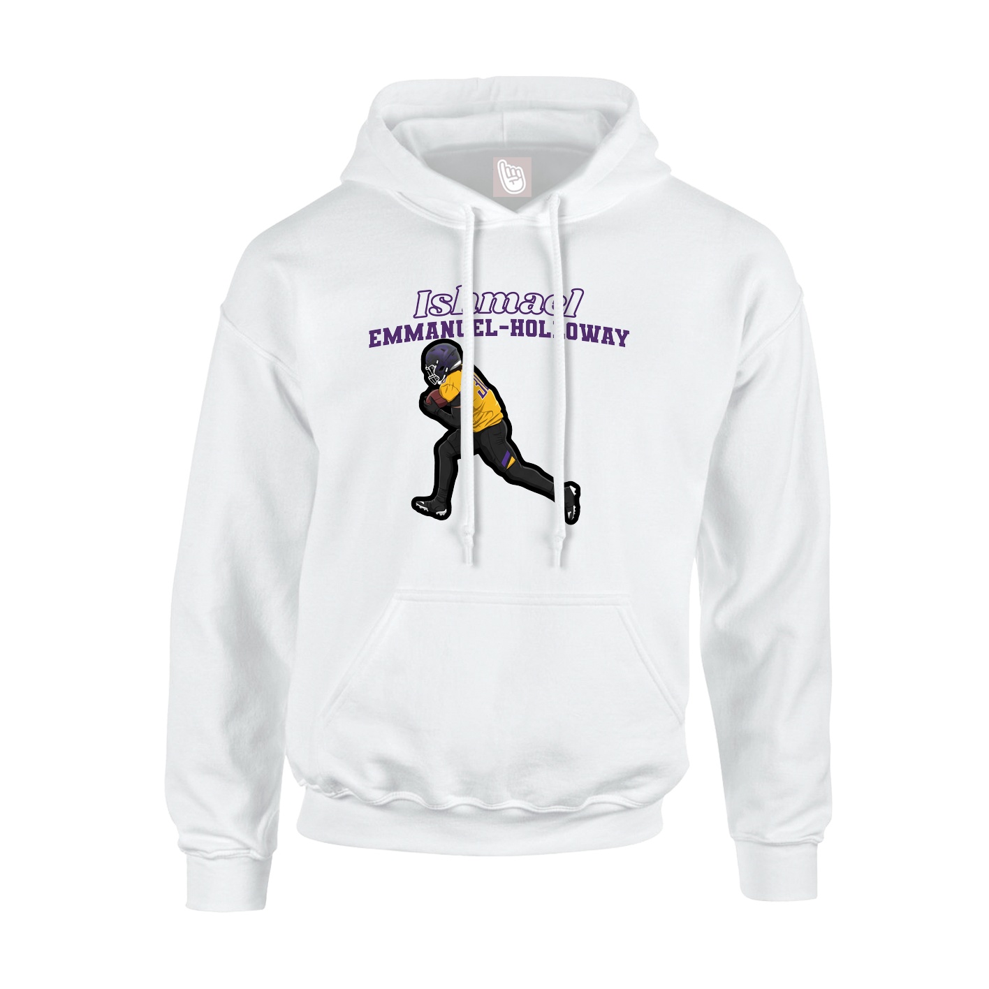 Youth Hoodie — Name Arch in White