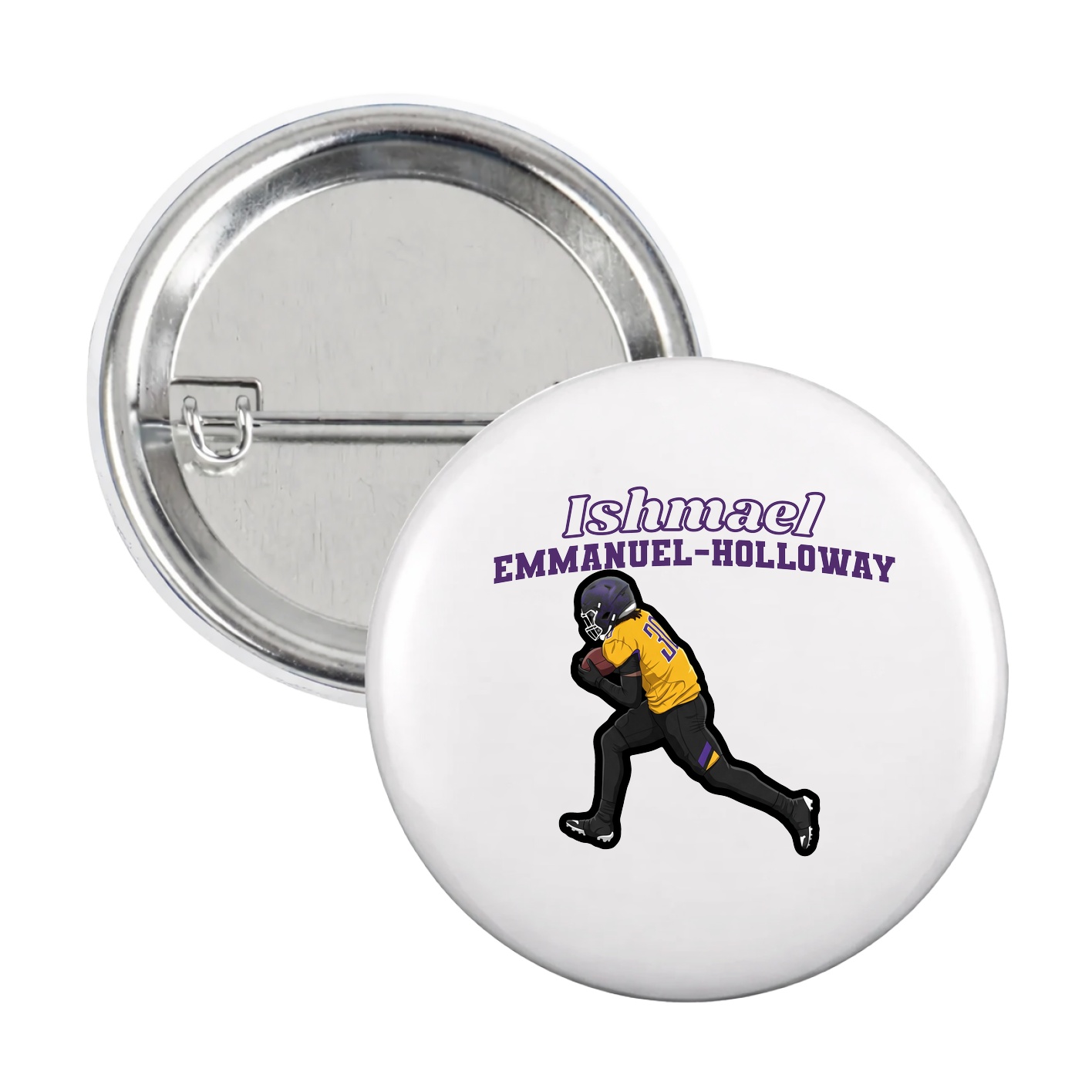 Game Day Button — Name Arch in White