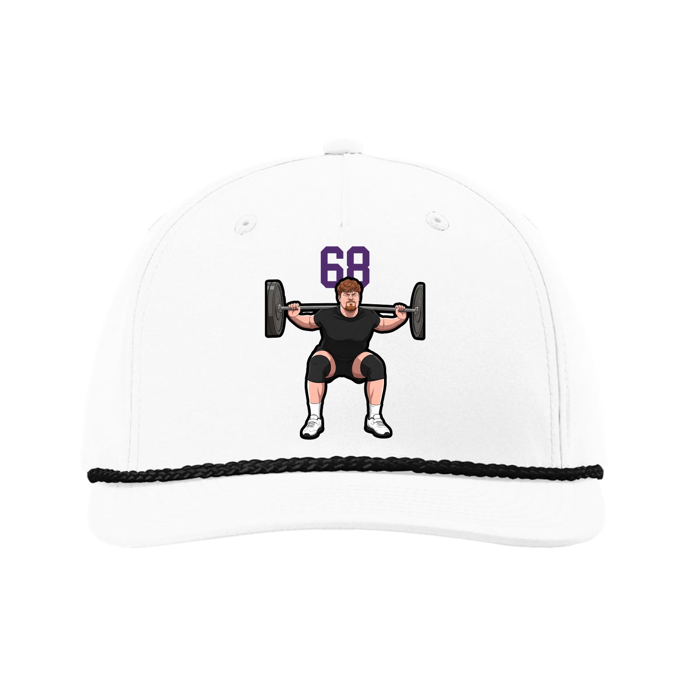 Five-Panel Classic Rope Cap — Number Top in White