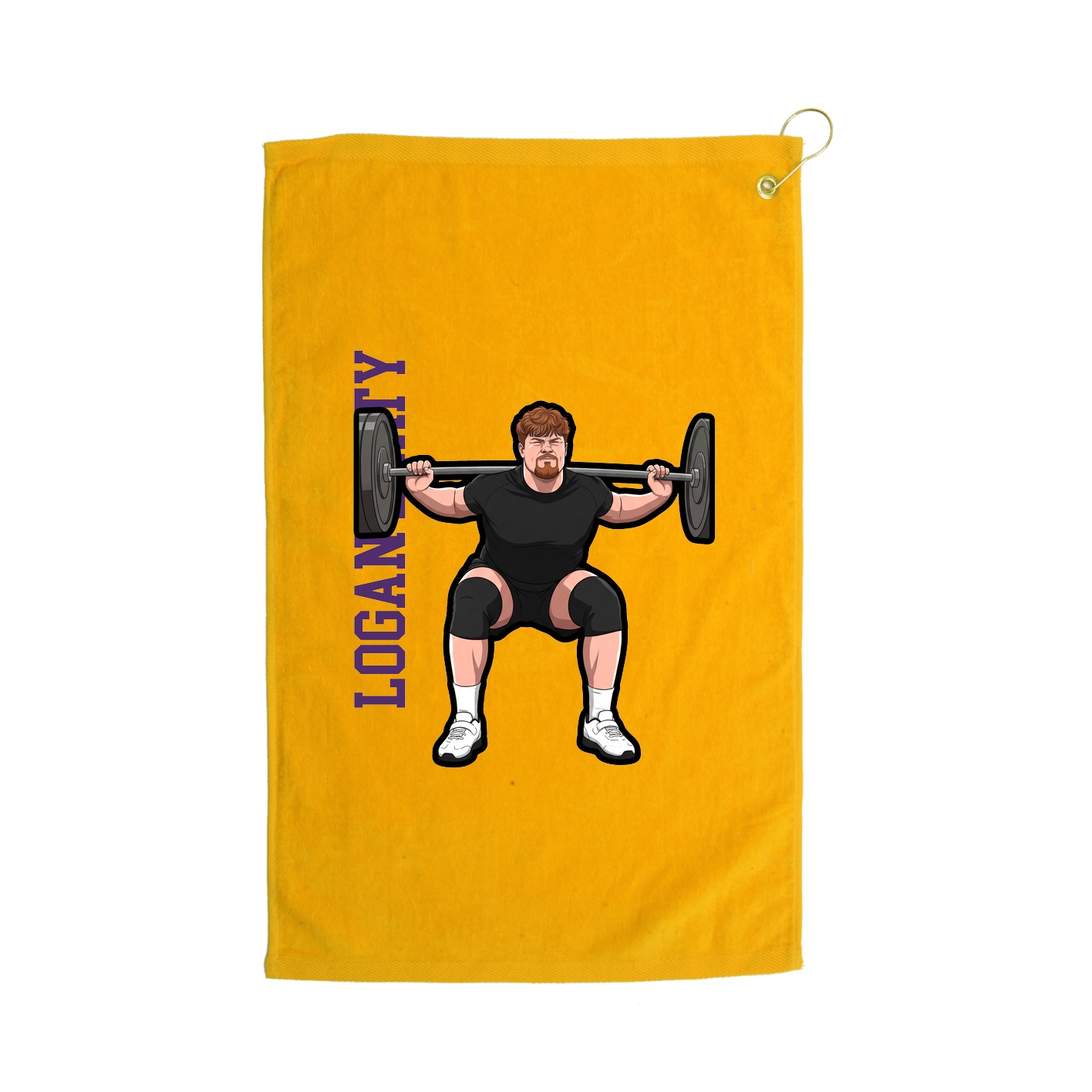 Golf Towel — Name Vertical in Gold