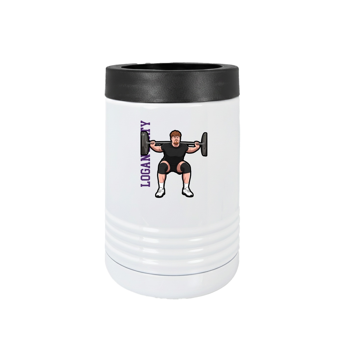 Beverage Holder — Name Vertical in White