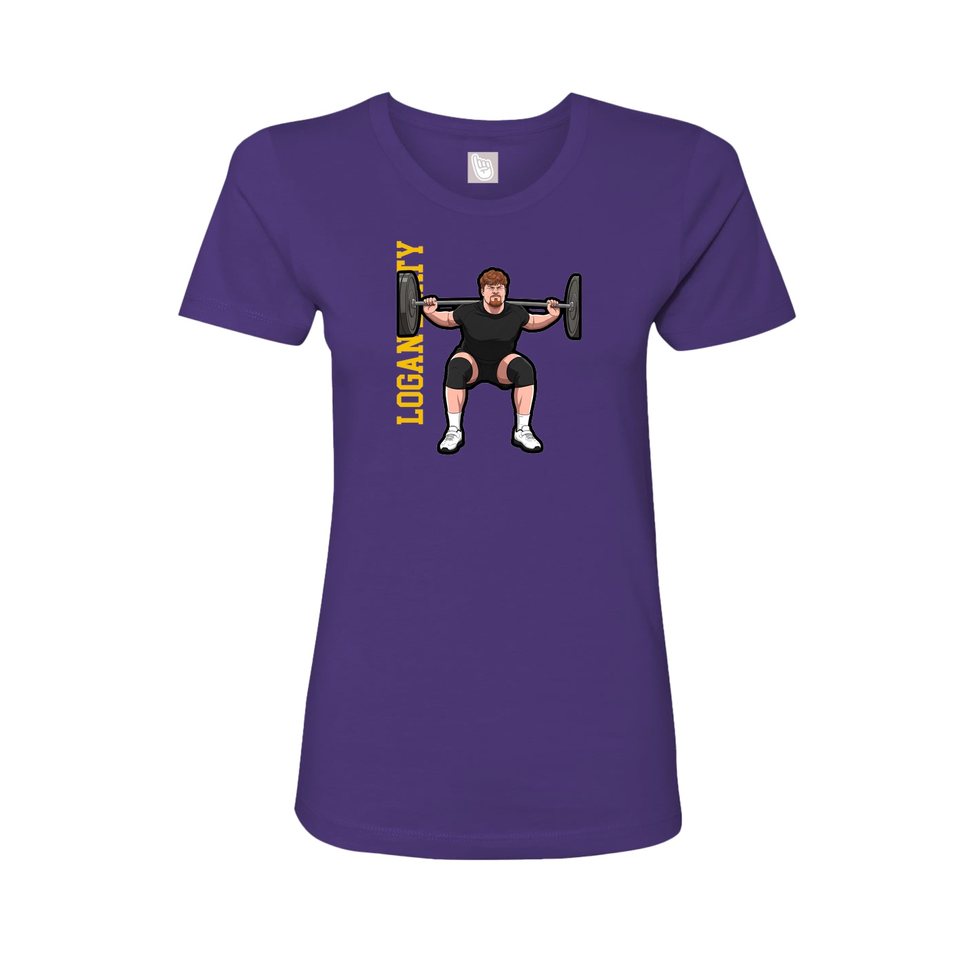 Fitted Women's Tee — Name Vertical in Purple