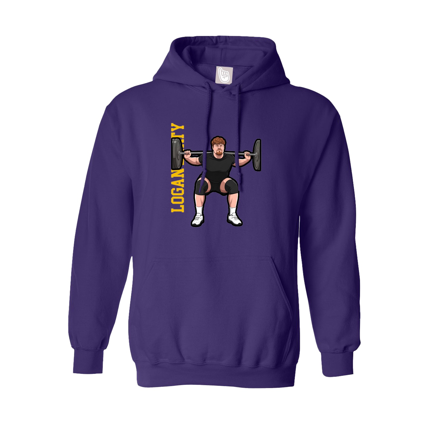 Hoodie — Name Vertical in Purple