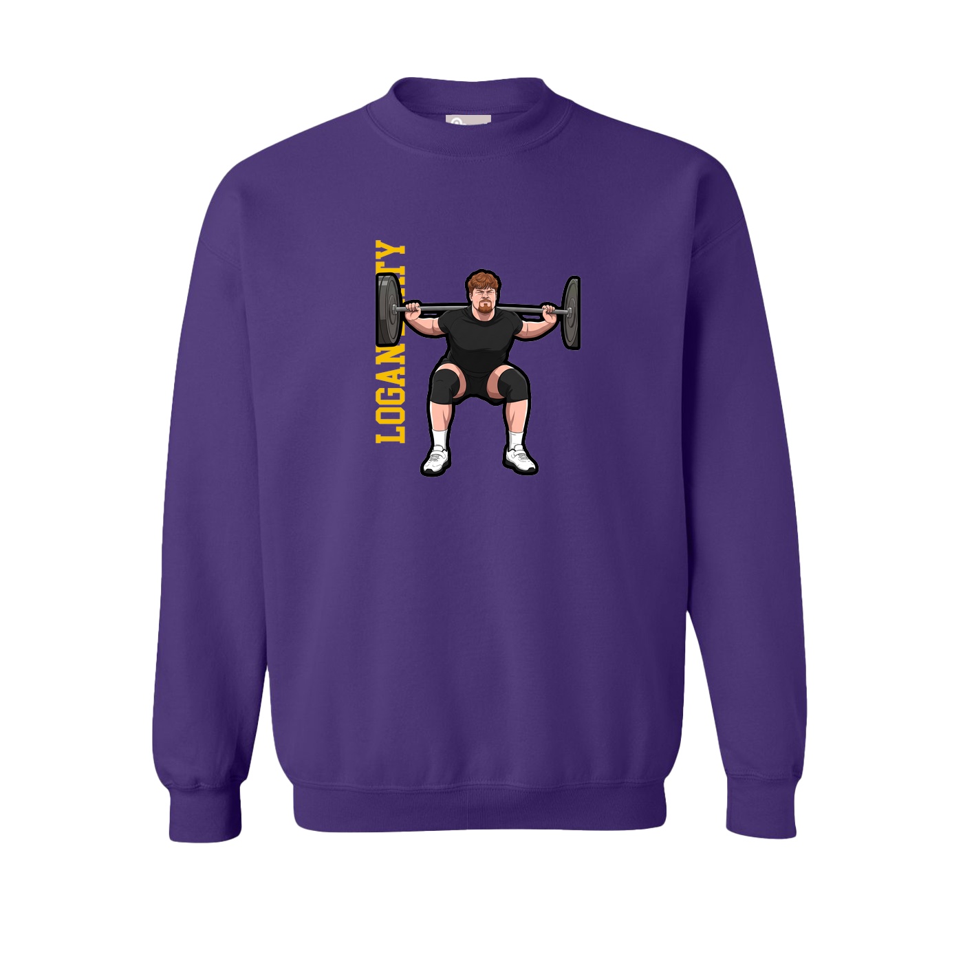 Fleece Crew — Name Vertical in Purple