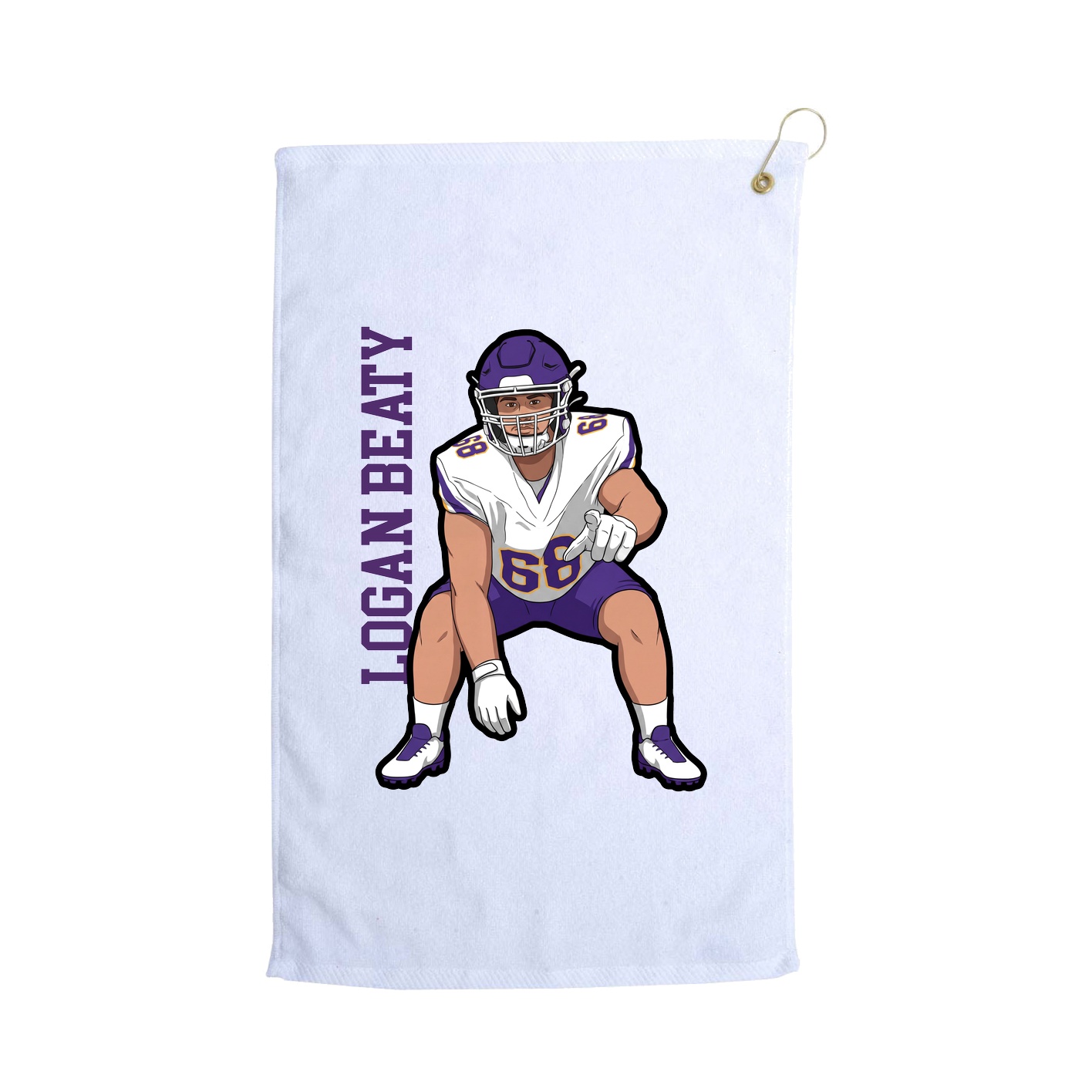 Golf Towel — Name Vertical in White