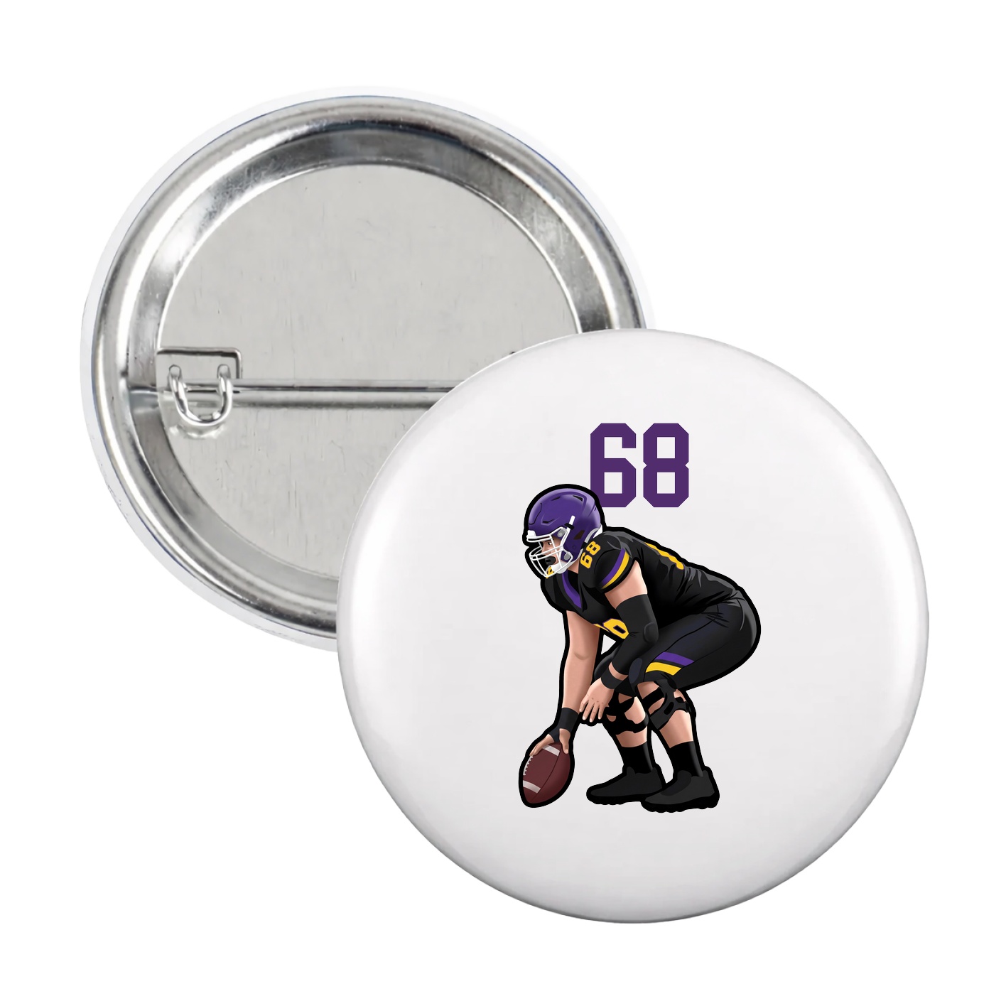 Game Day Button — Number Top in White