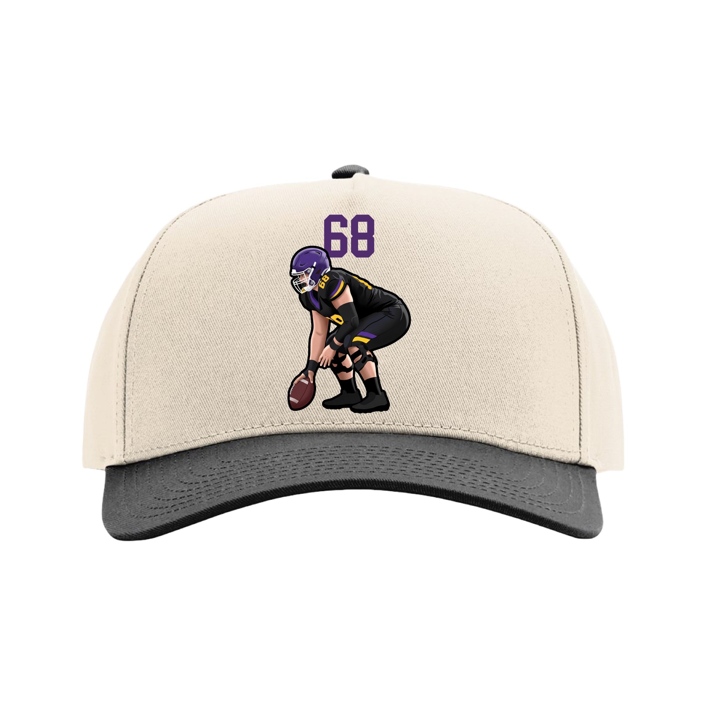 Full Fabric Five-Panel Champ Cap — Number Top in Cream/Black