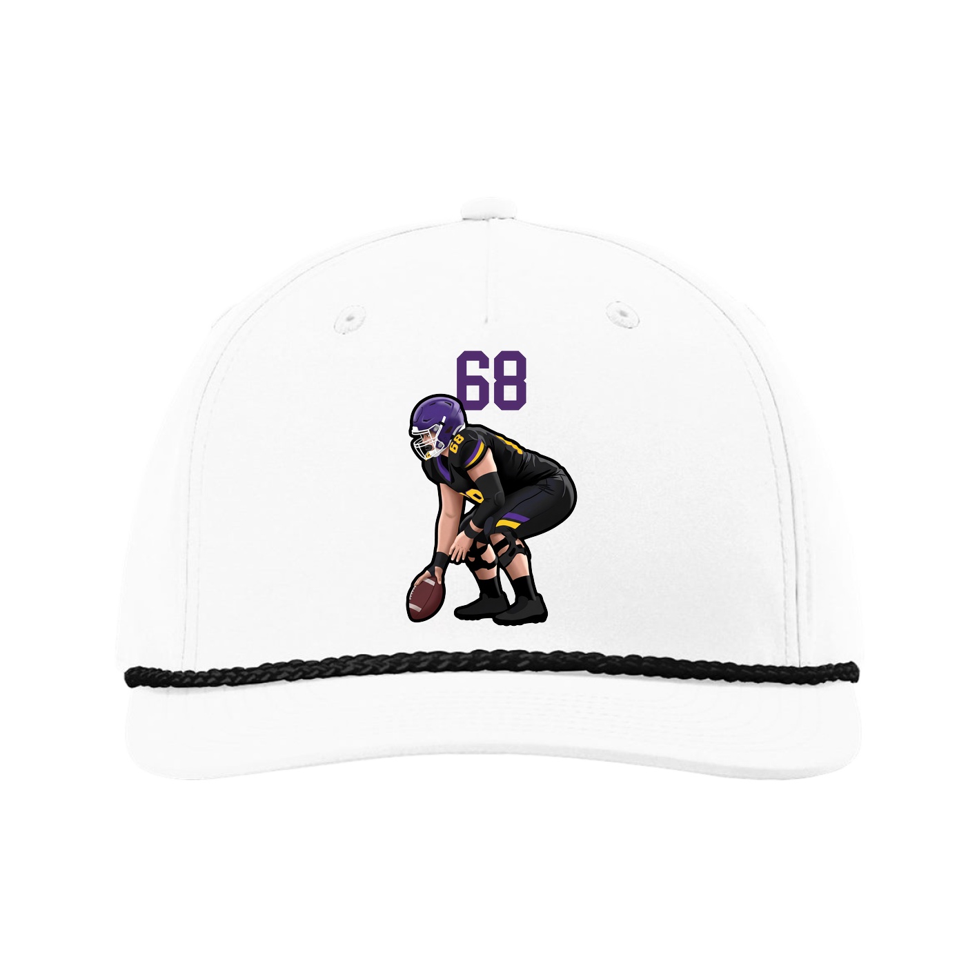 Five-Panel Classic Rope Cap — Number Top in White