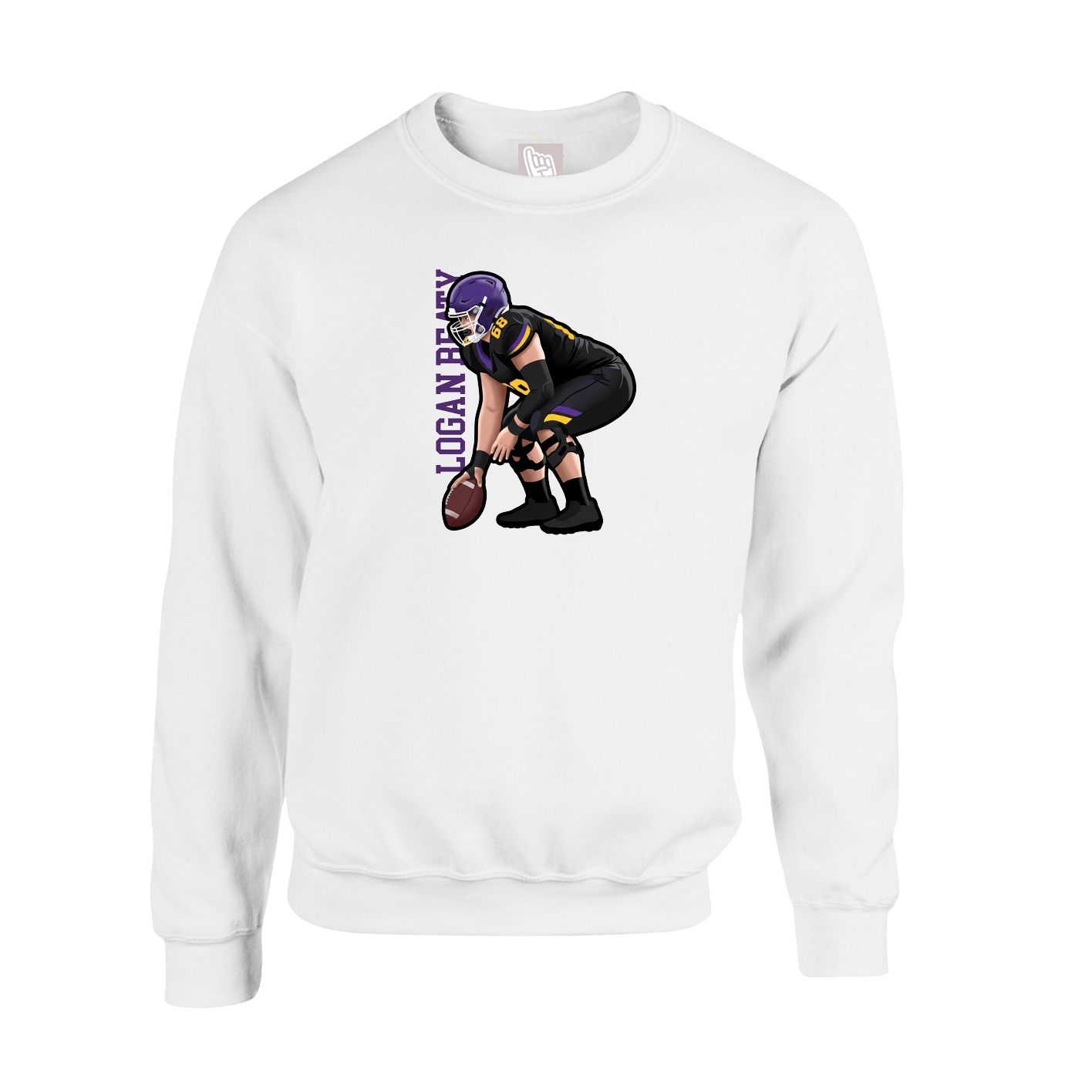Fleece Crew — Name Vertical in White