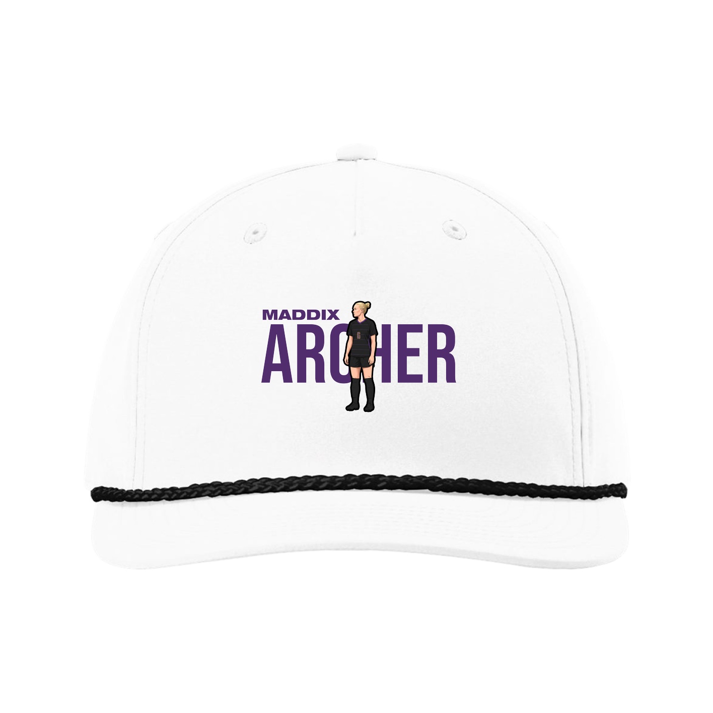 Five-Panel Classic Rope Cap — Player Name in White