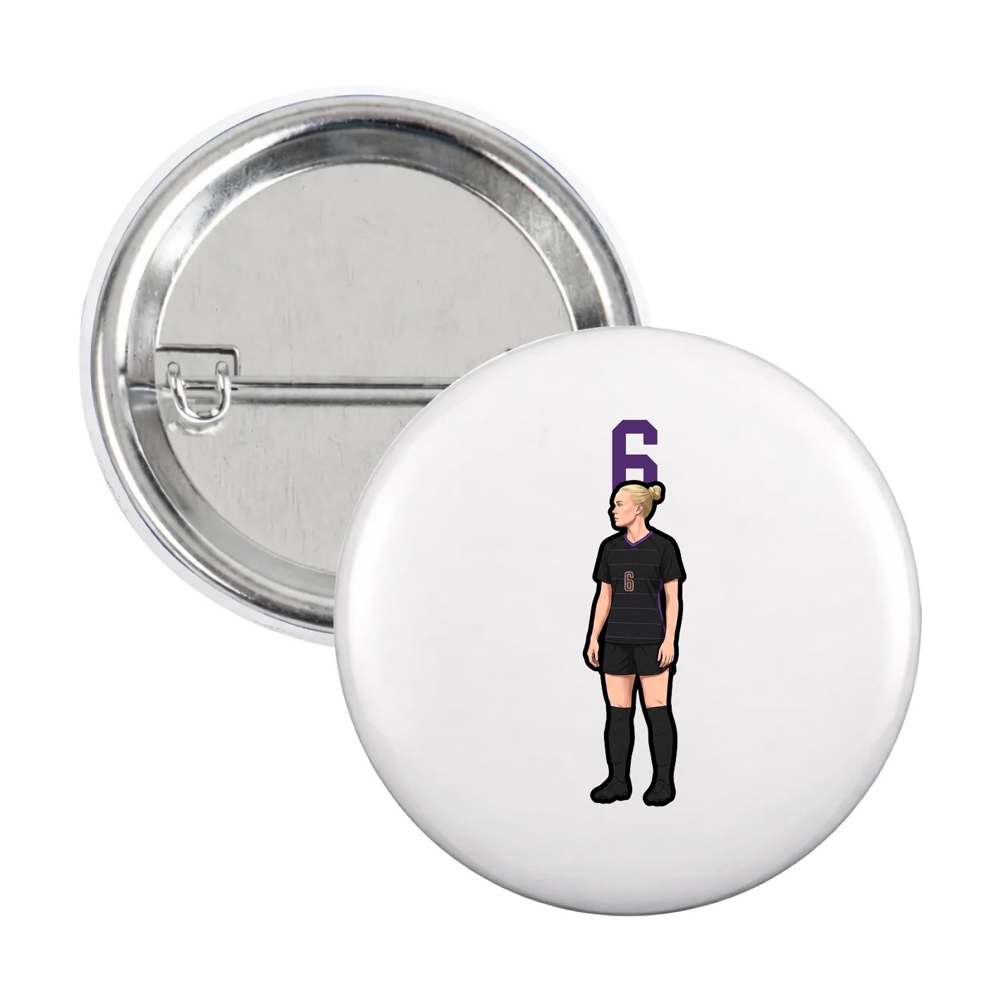 Game Day Button — Number Top in White