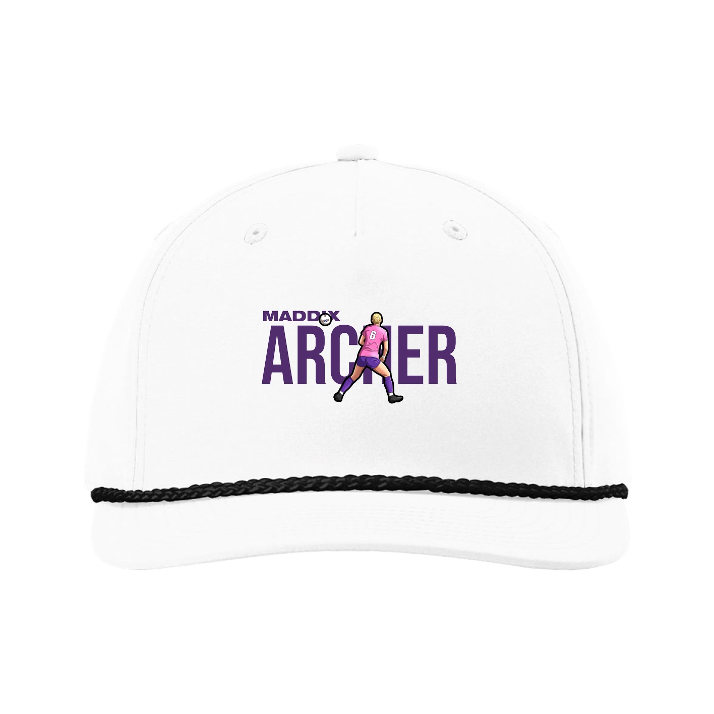Five-Panel Classic Rope Cap — Player Name in White
