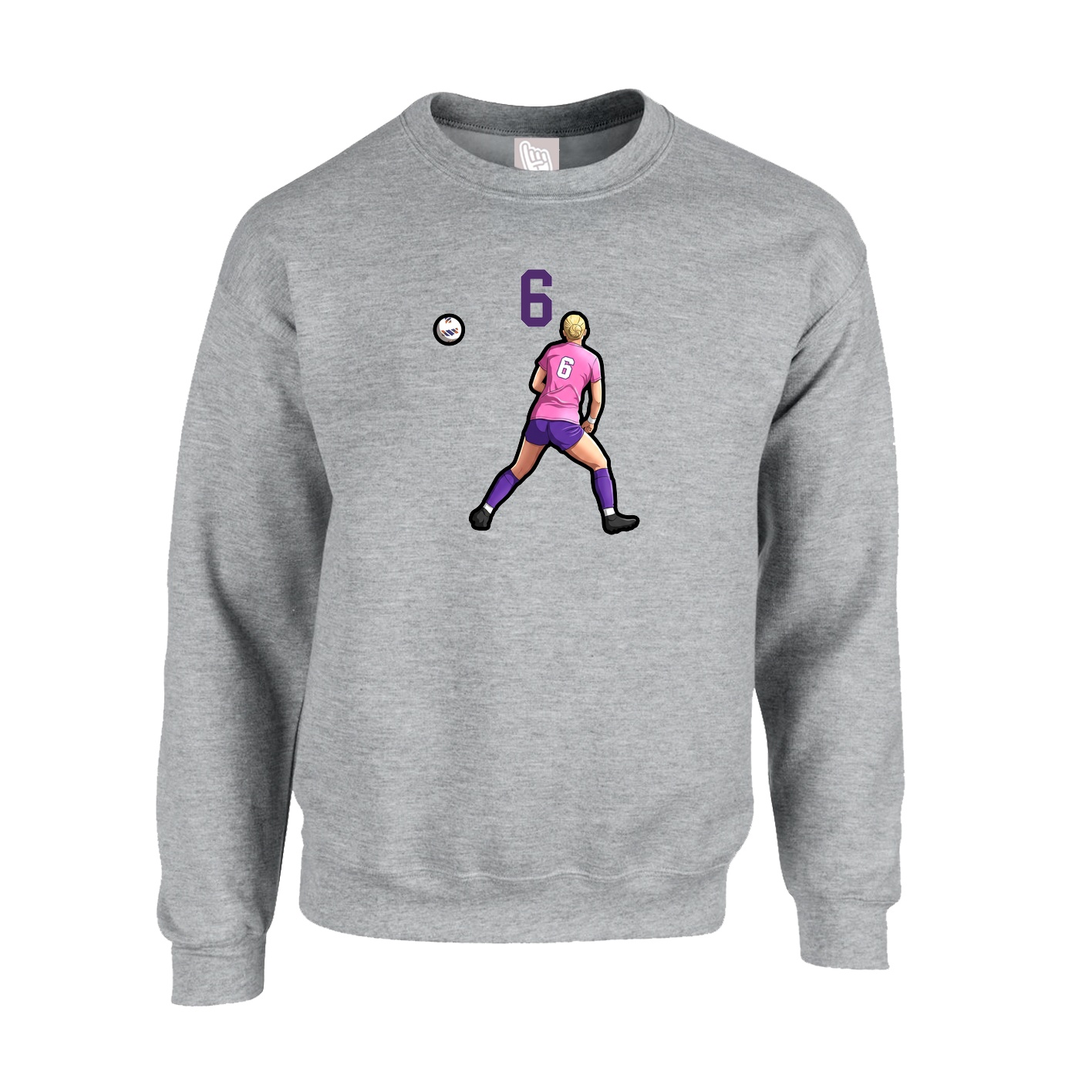 Fleece Crew — Number Top in Grey