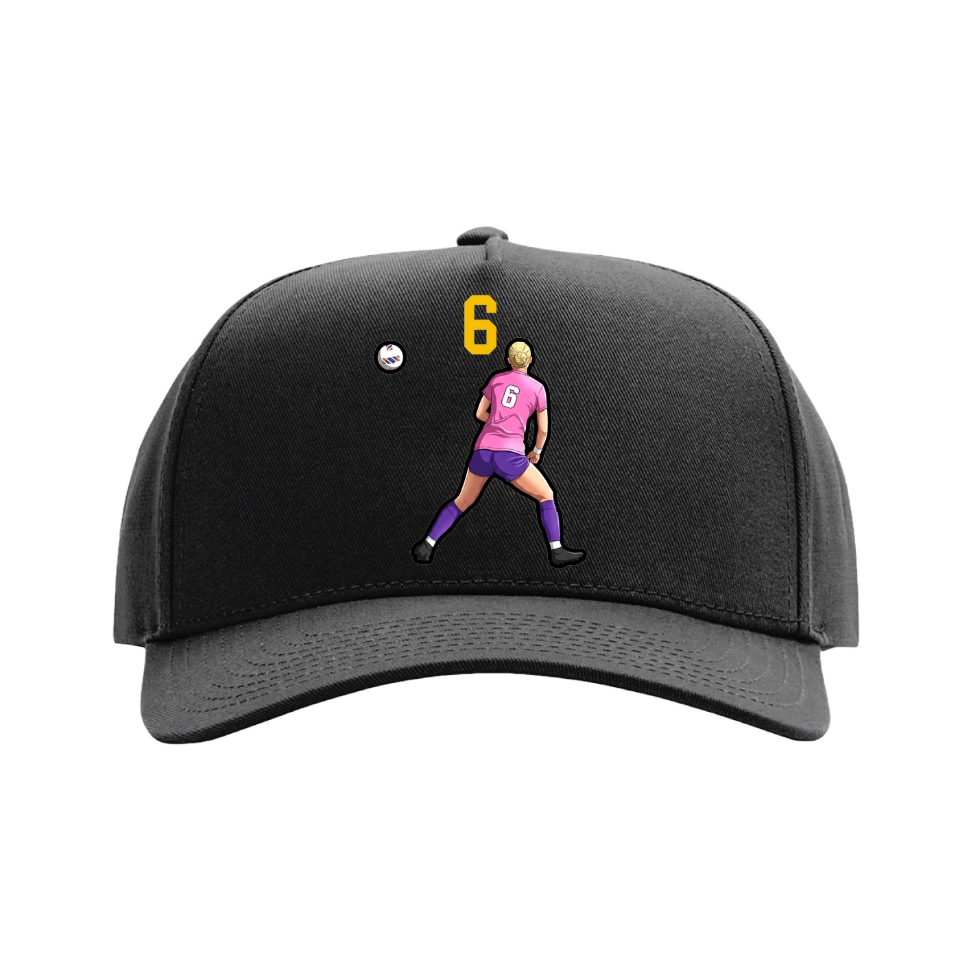 Full Fabric Five-Panel Champ Cap — Number Top in Black