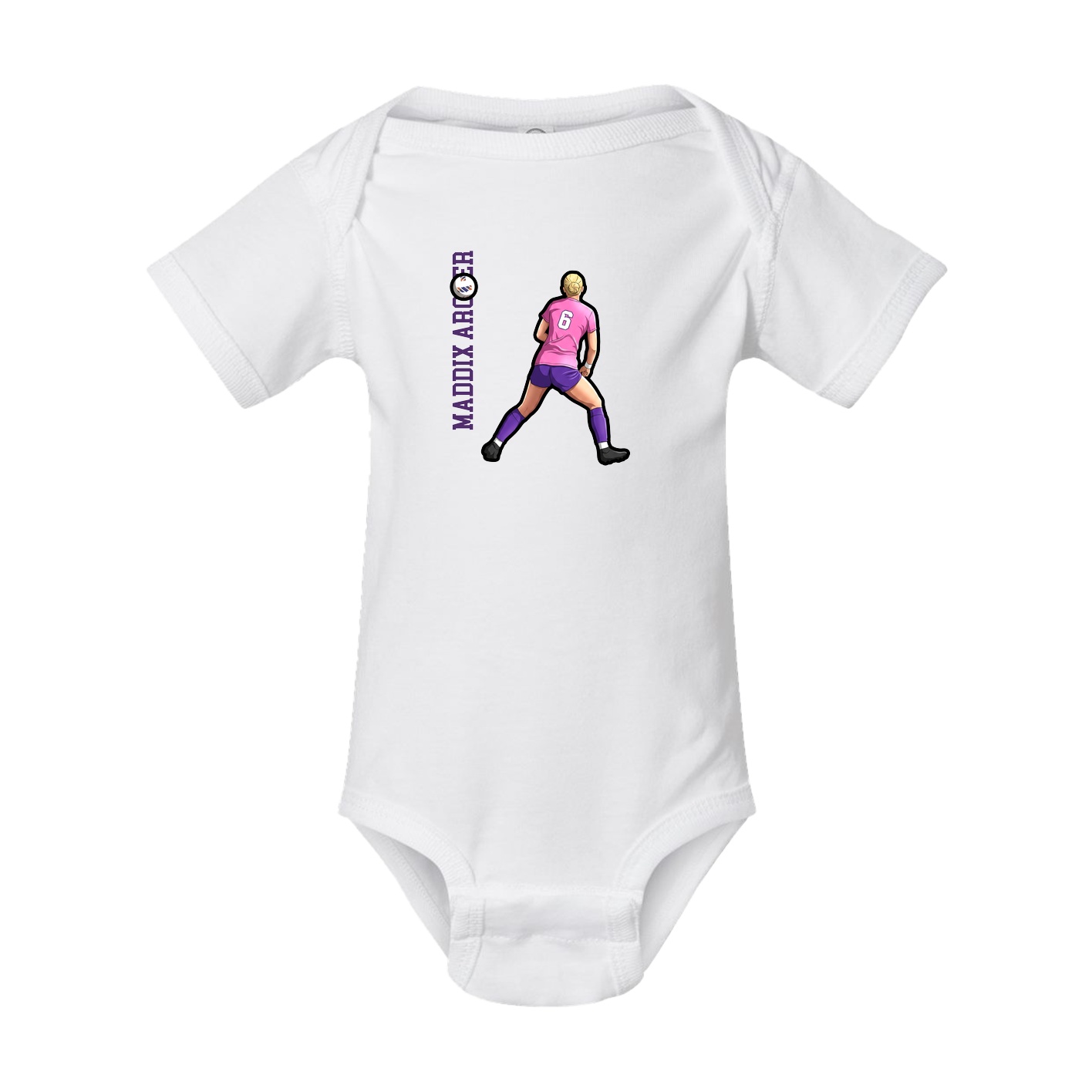 Baby Onesie — Name Vertical in White