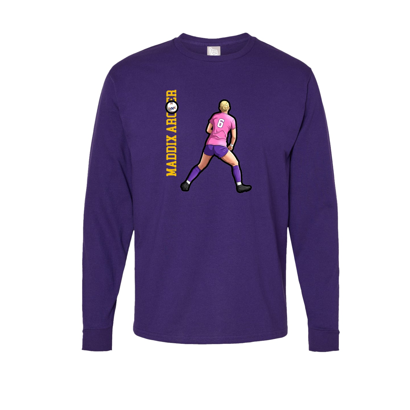 Long Sleeve Tee — Name Vertical in Purple