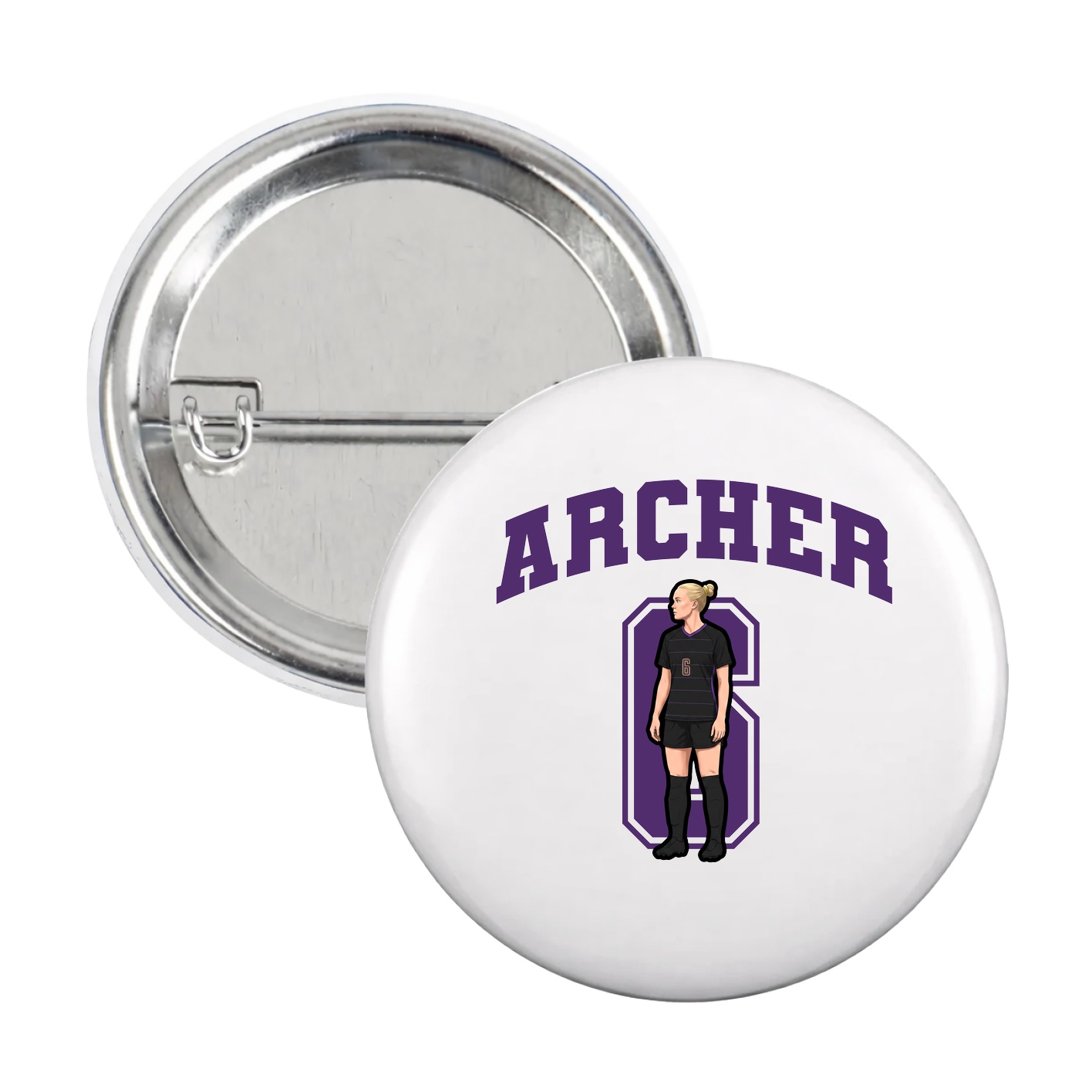Game Day Button — Number in White