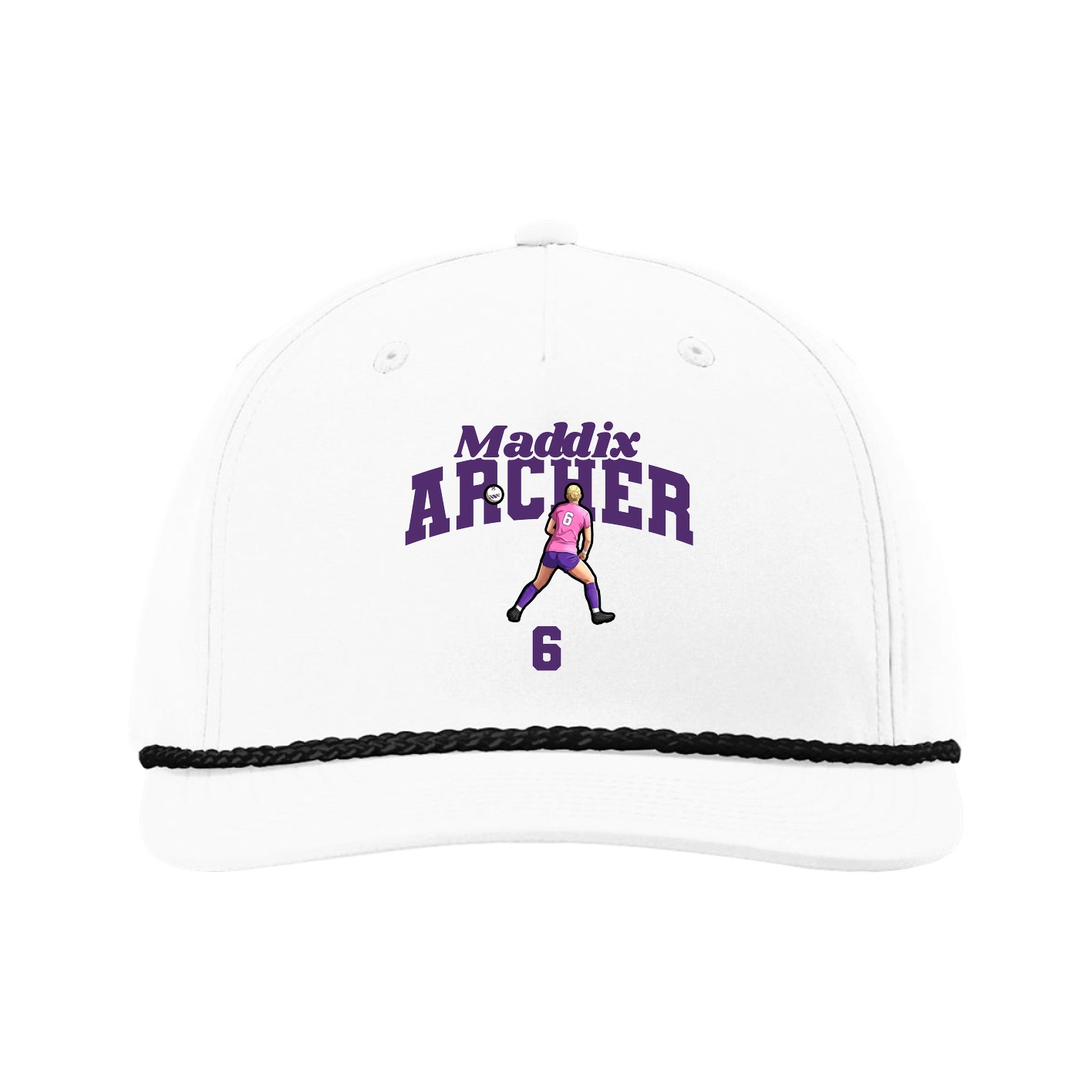 Five-Panel Classic Rope Cap — Signature Arch in White