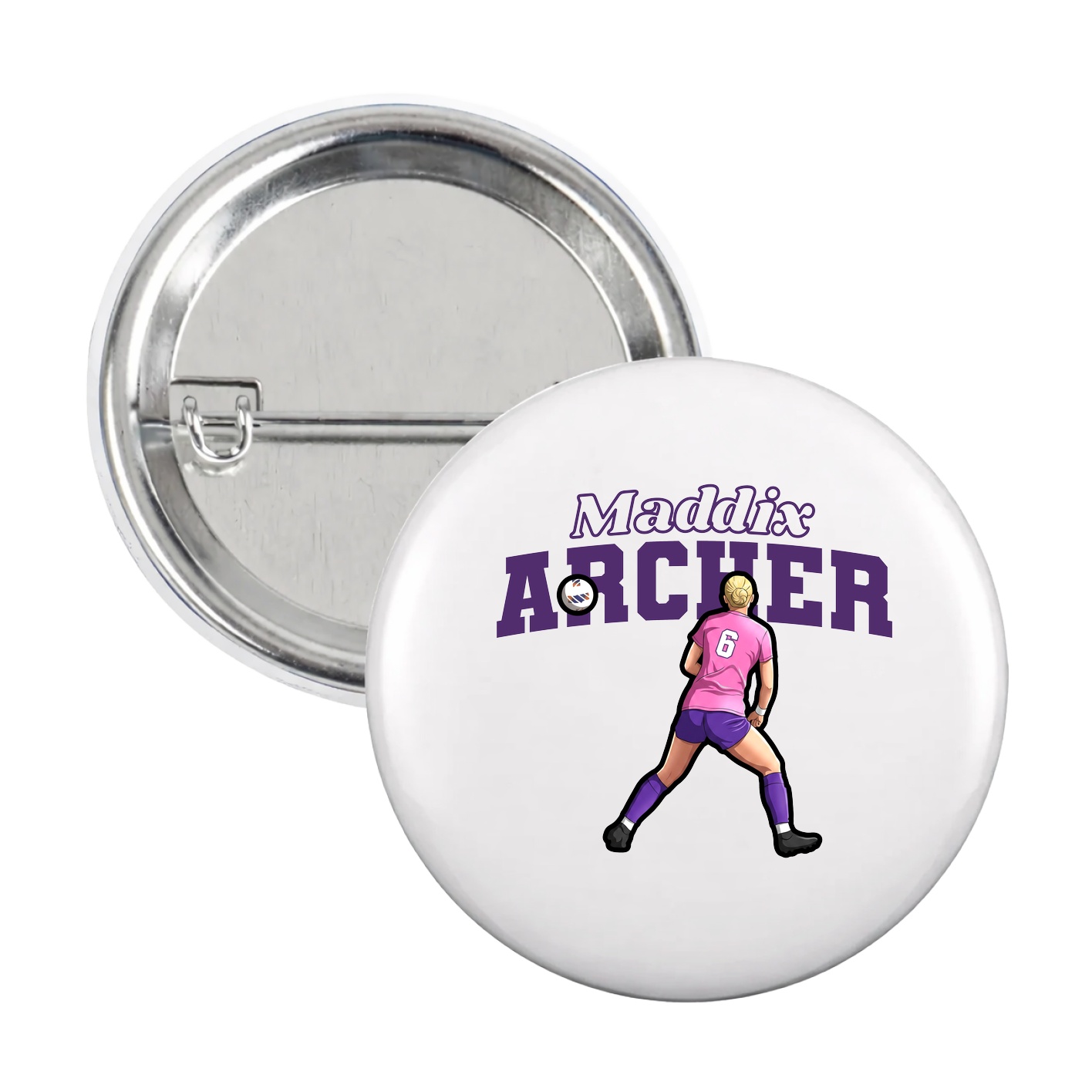 Game Day Button — Name Arch in White