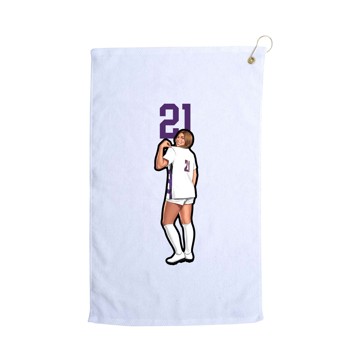 Golf Towel — Number Top in White