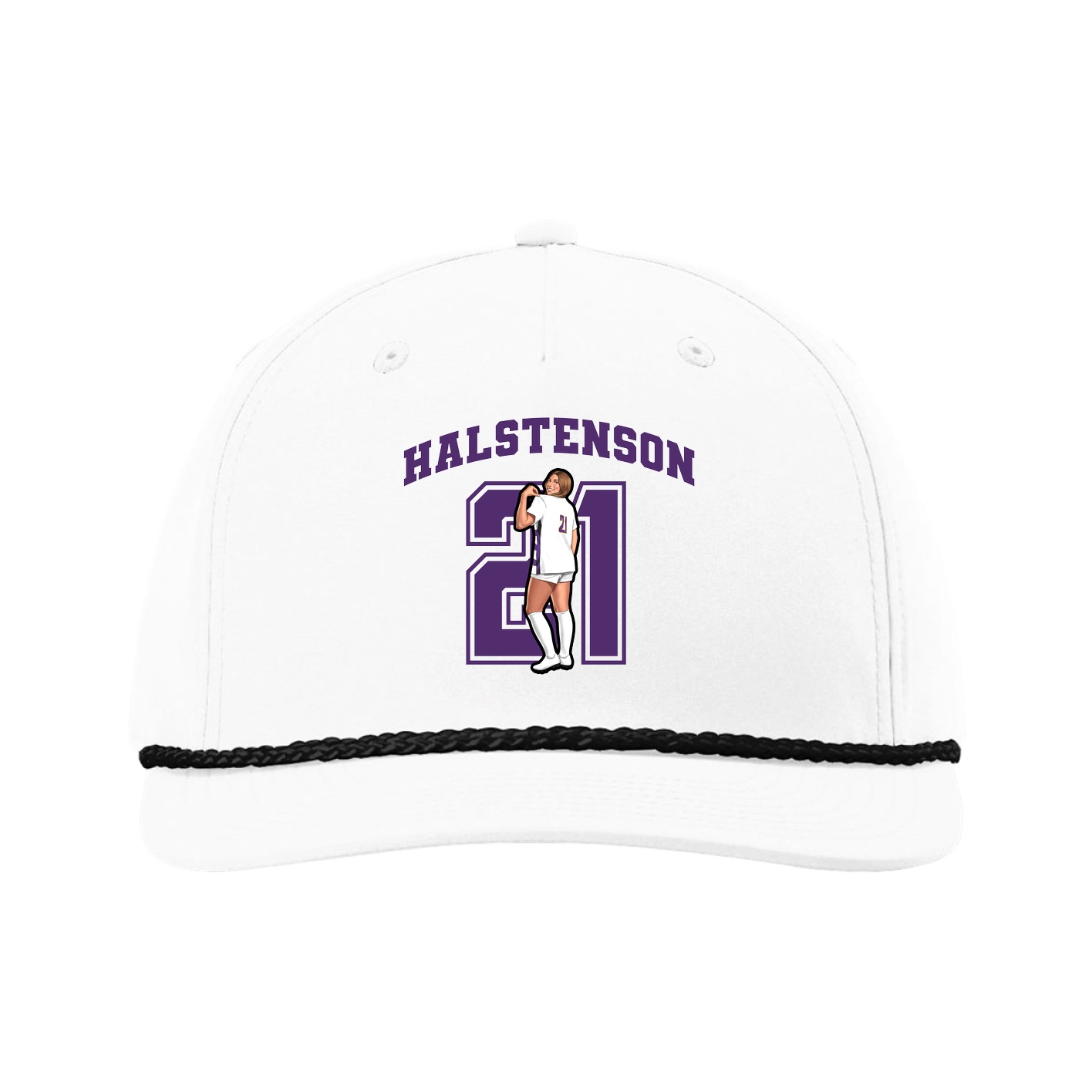 Five-Panel Classic Rope Cap — Number in White