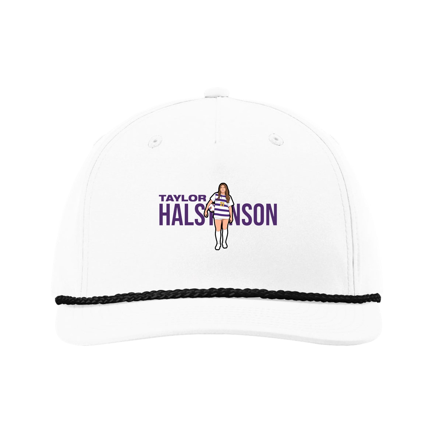 Five-Panel Classic Rope Cap — Player Name in White