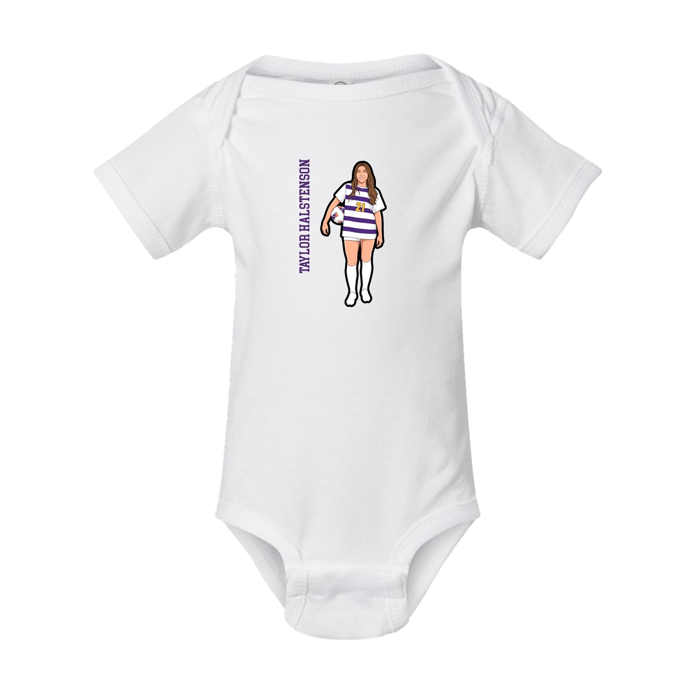 Baby Onesie — Name Vertical in White