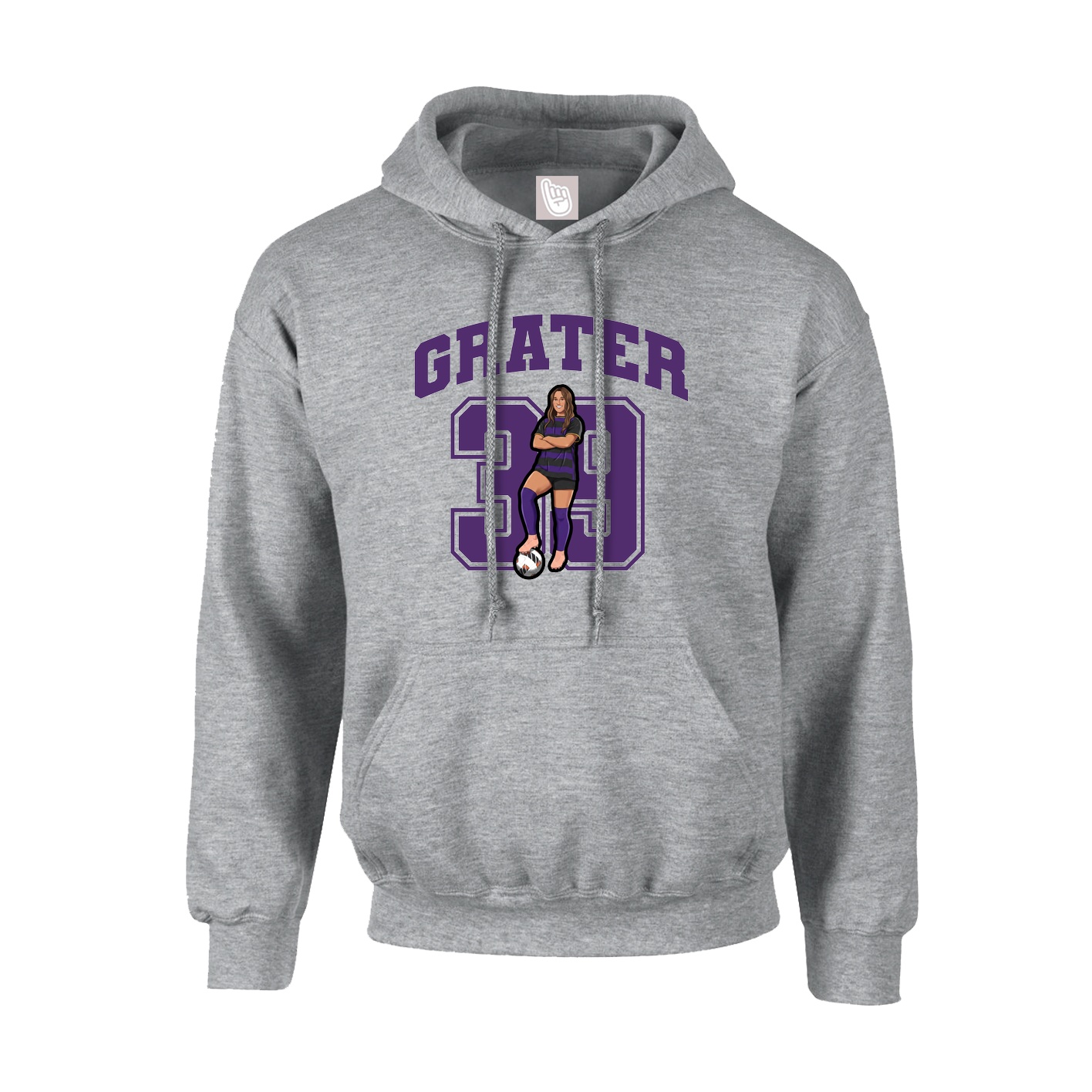 Youth Hoodie — Number in Grey