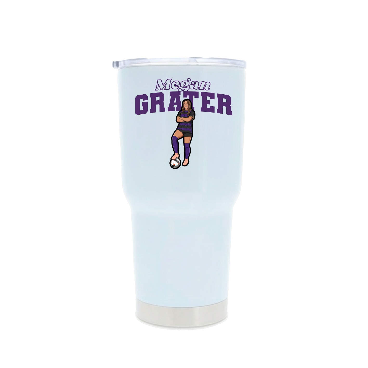 30oz Stainless Steel Tumbler — Name Arch in White