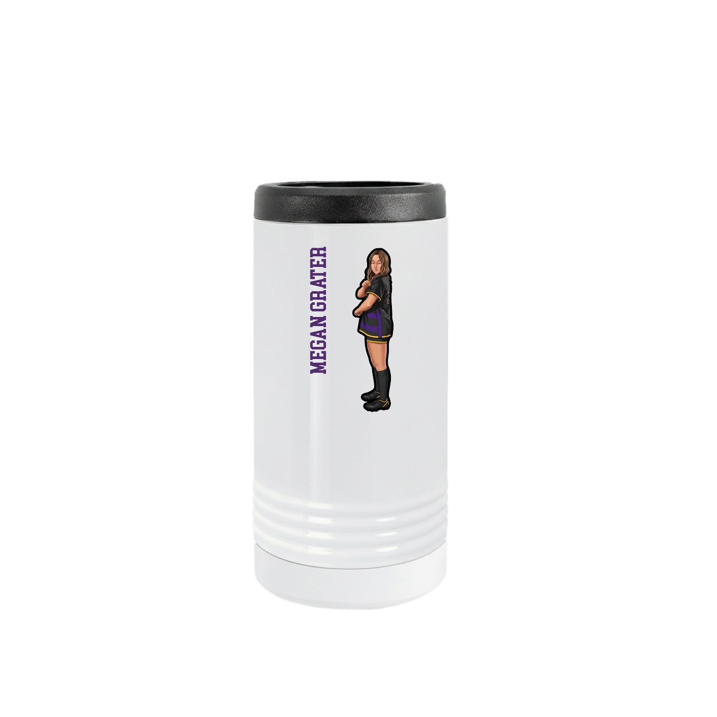 Slim Beverage Holder — Name Vertical in White