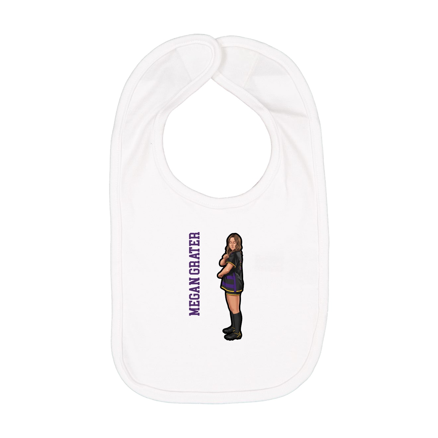 Infant Bib — Name Vertical in White