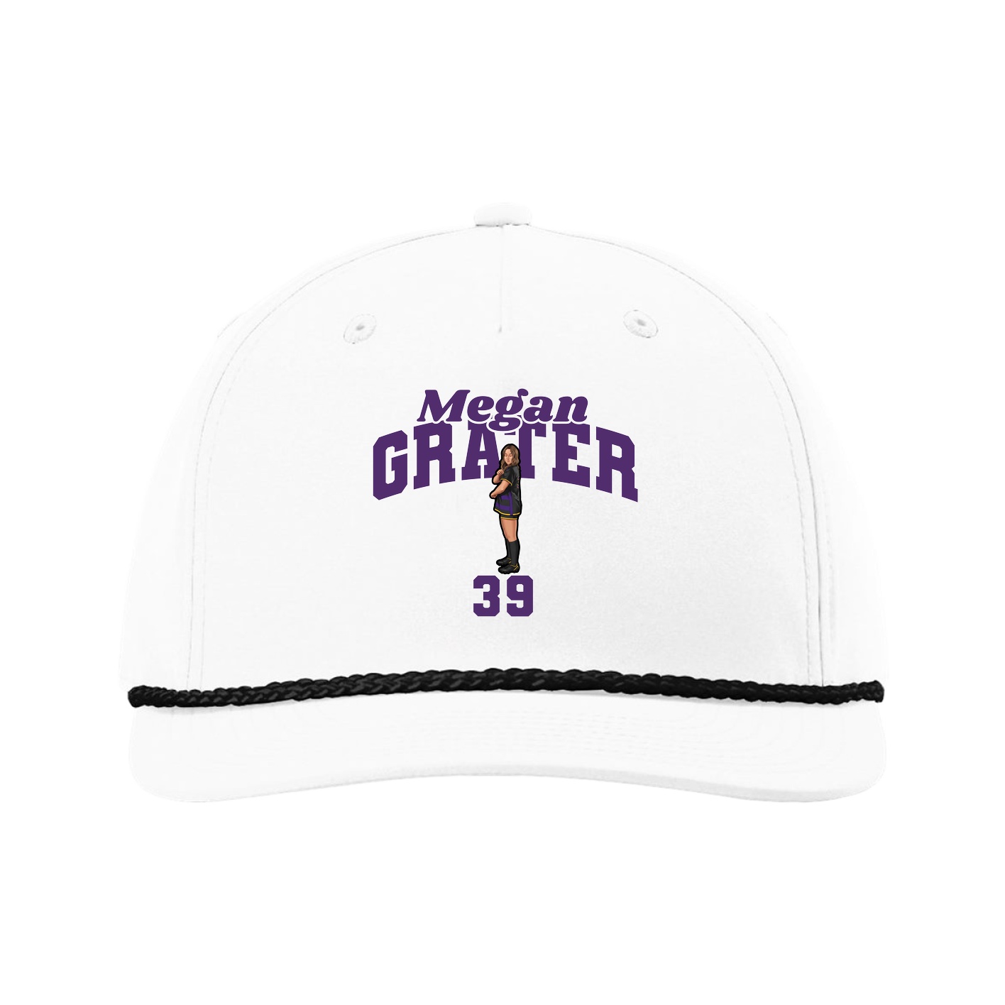 Five-Panel Classic Rope Cap — Signature Arch in White