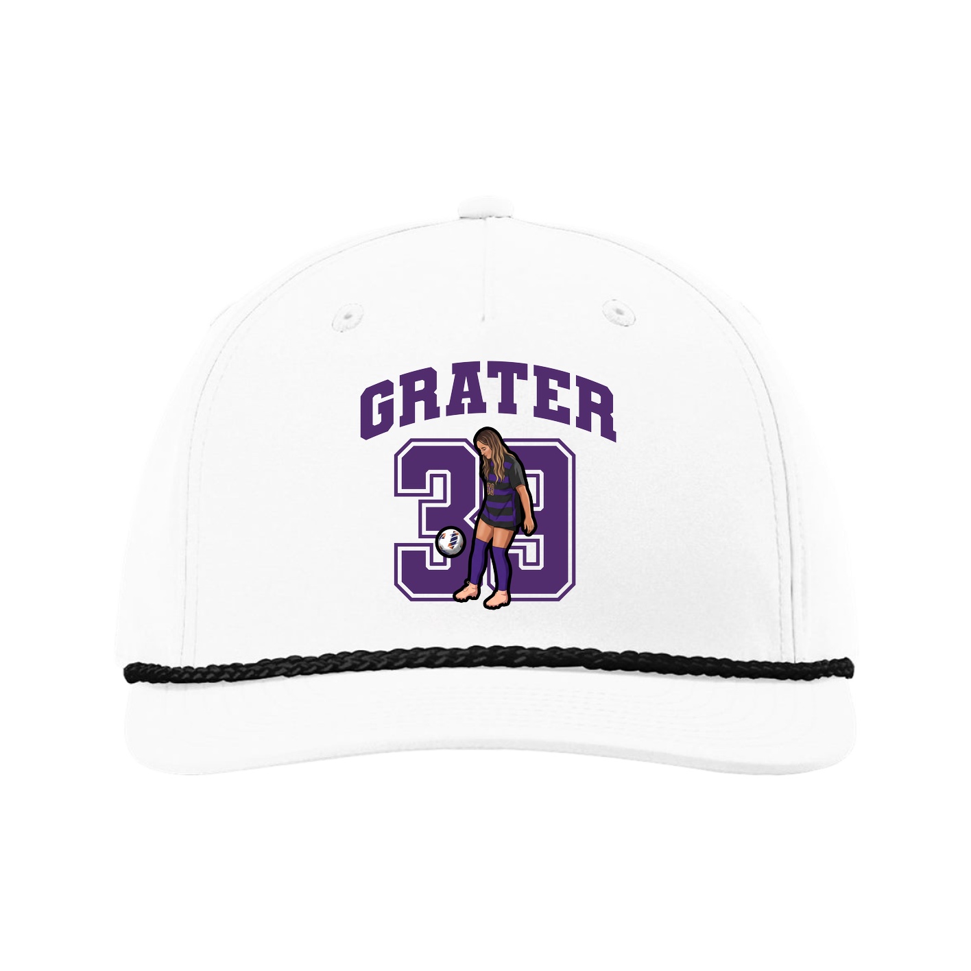 Five-Panel Classic Rope Cap — Number in White