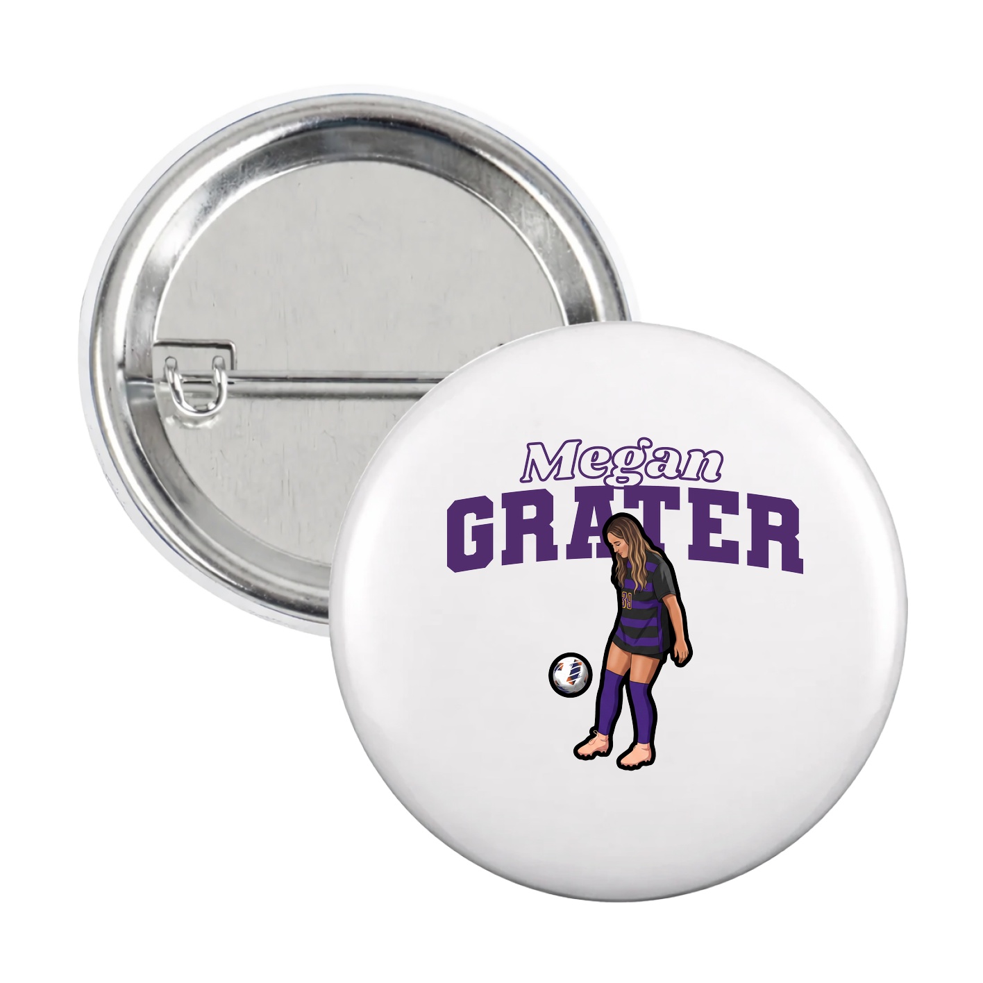 Game Day Button — Name Arch in White