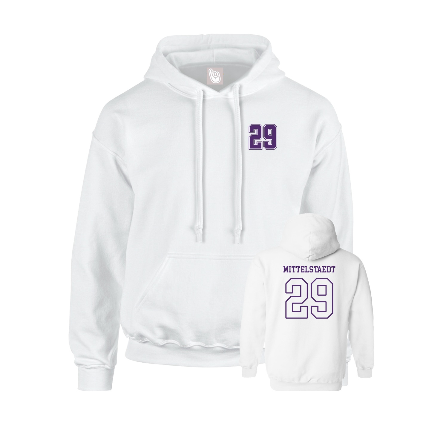 Youth Hoodie — Chest Back in White