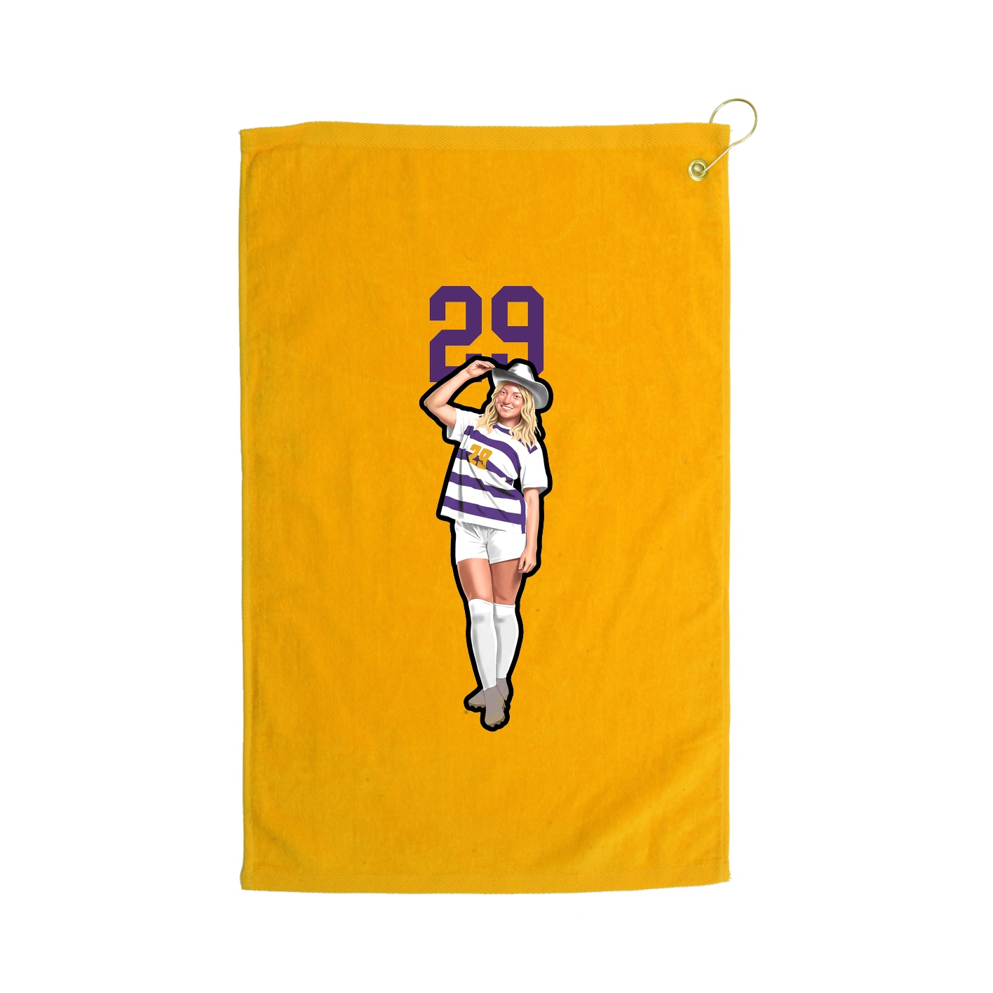 Golf Towel — Number Top in Gold