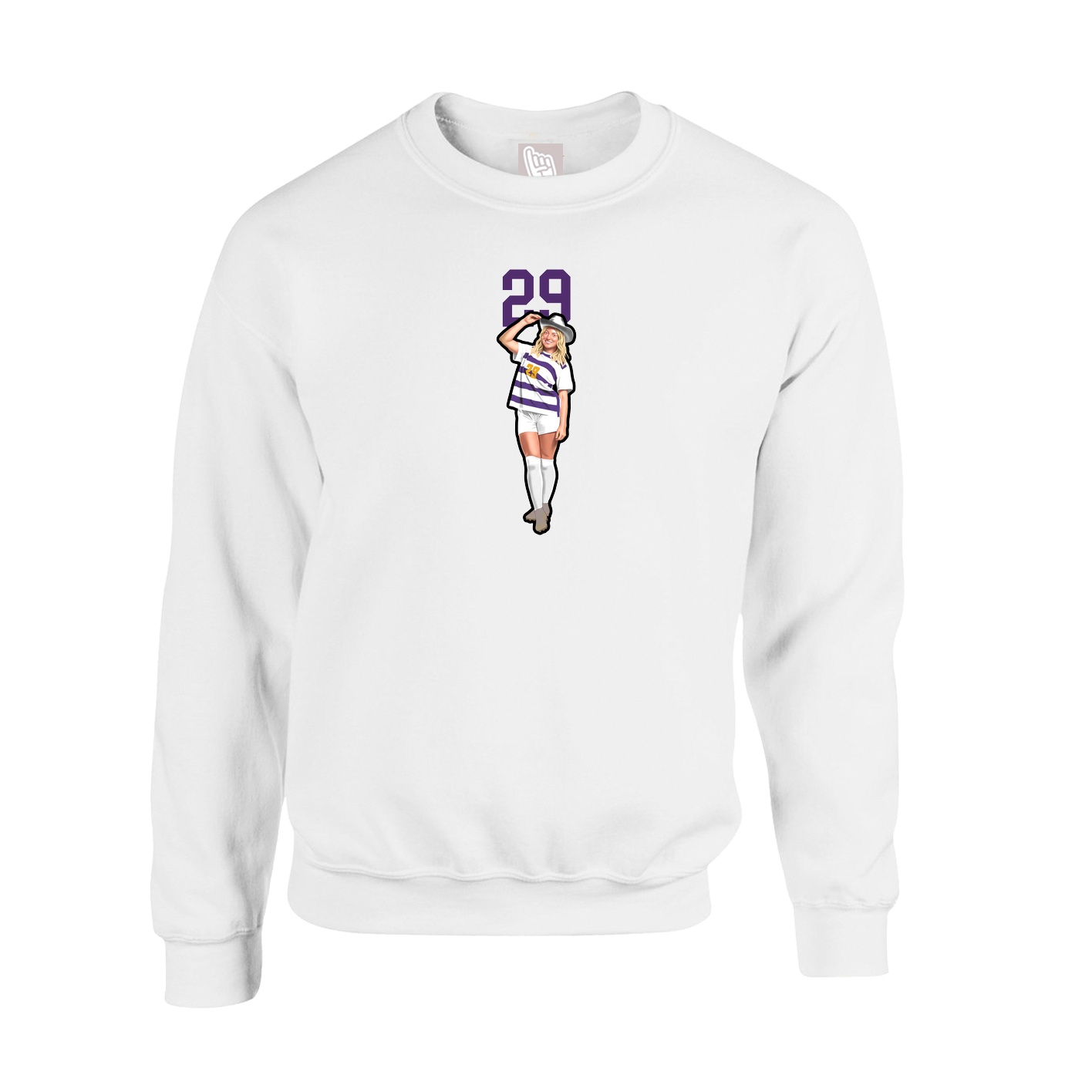 Fleece Crew — Number Top in White