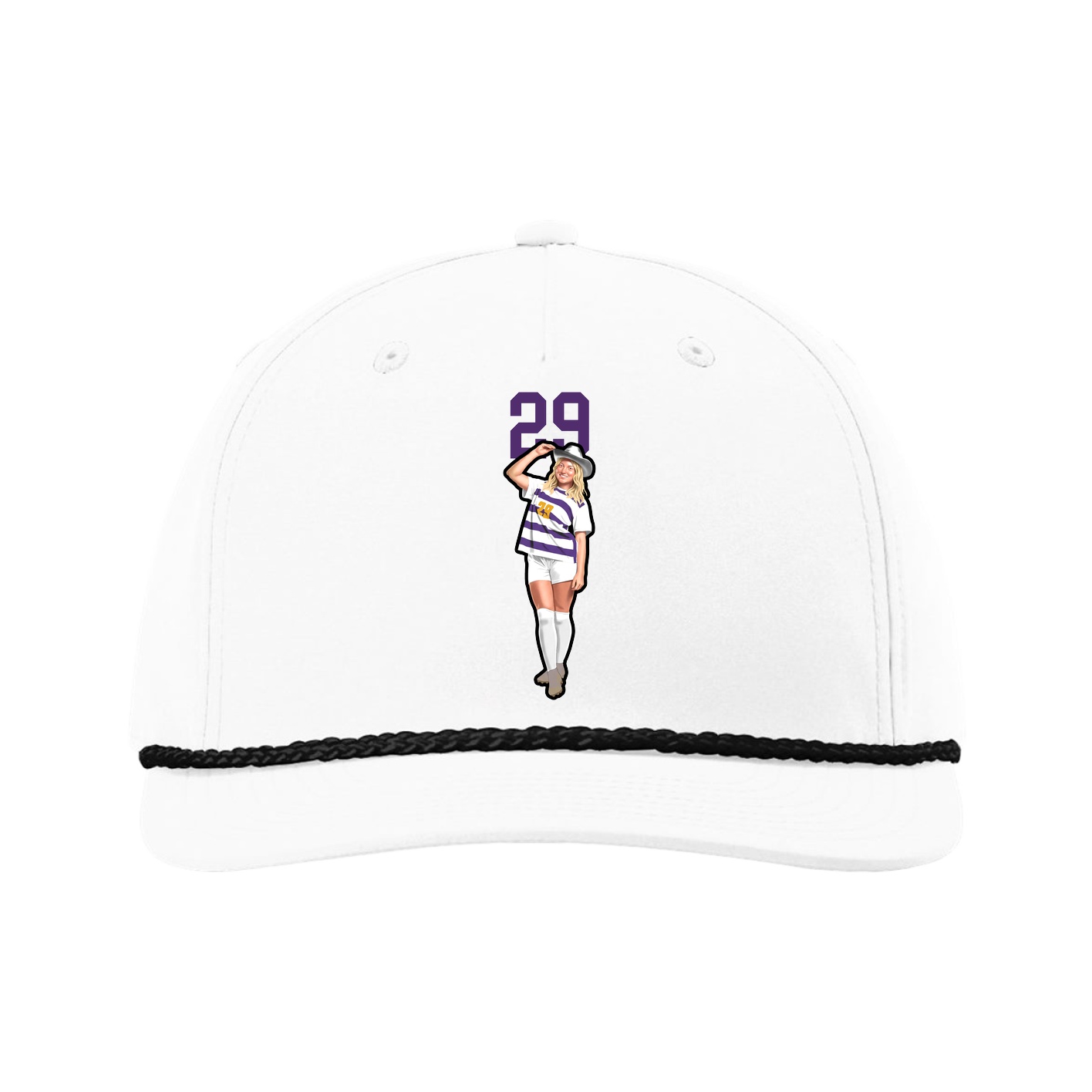 Five-Panel Classic Rope Cap — Number Top in White