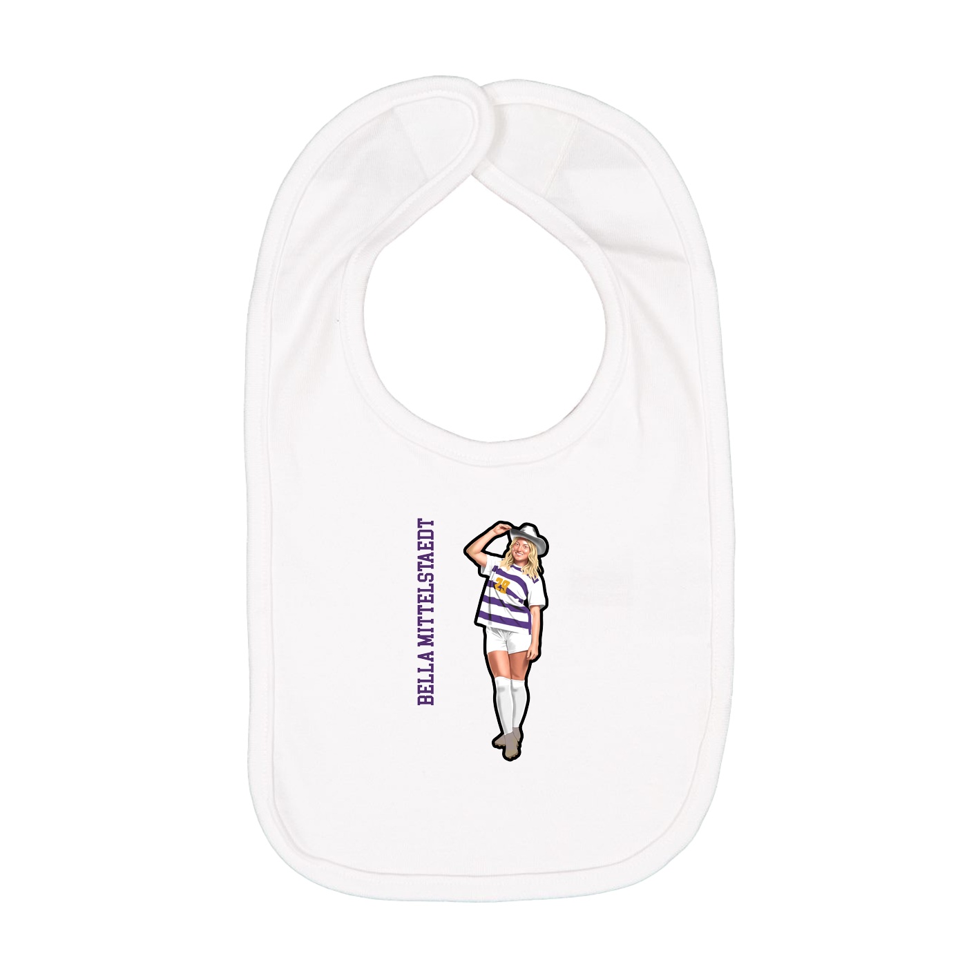 Infant Bib — Name Vertical in White